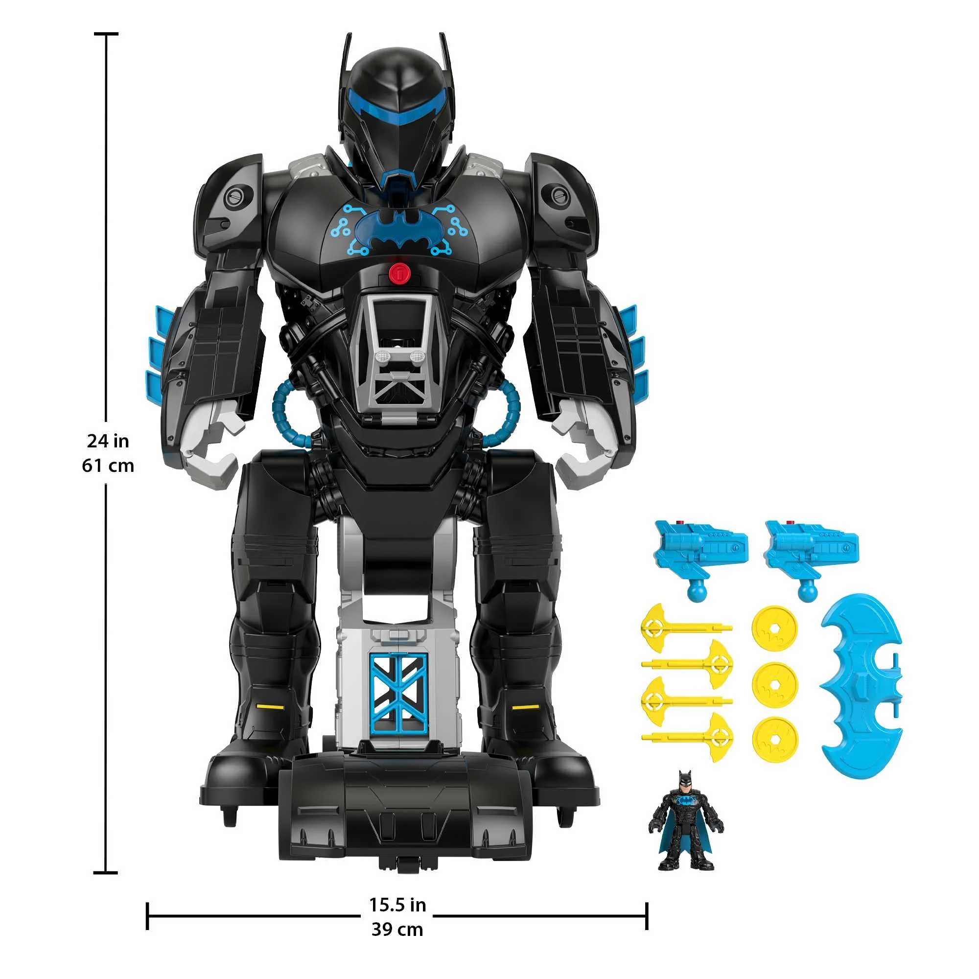 Fisher Price Imaginext DC Super Friends Batman Playset Bat-Tech Batbot 2-Ft-Tall Robot with Lights Sounds & 11 Play Pieces for Ages 3+ Years, GWT23 - Image 7