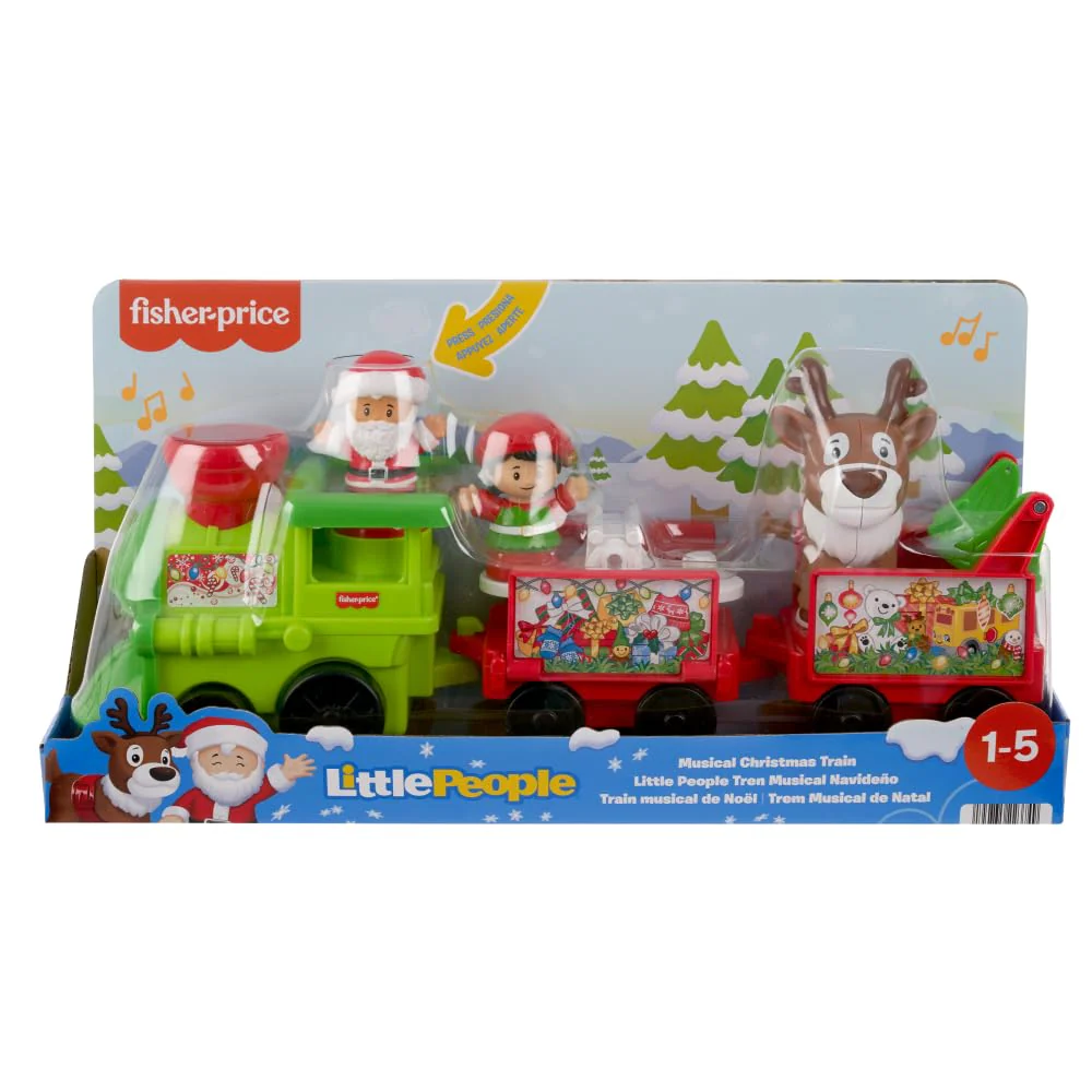 Fisher-Price Little People Toddler Toy Musical Christmas Train with Santa Elf & Reindeer Figures for Pretend Play Kids Ages 1+ Years - Image 2
