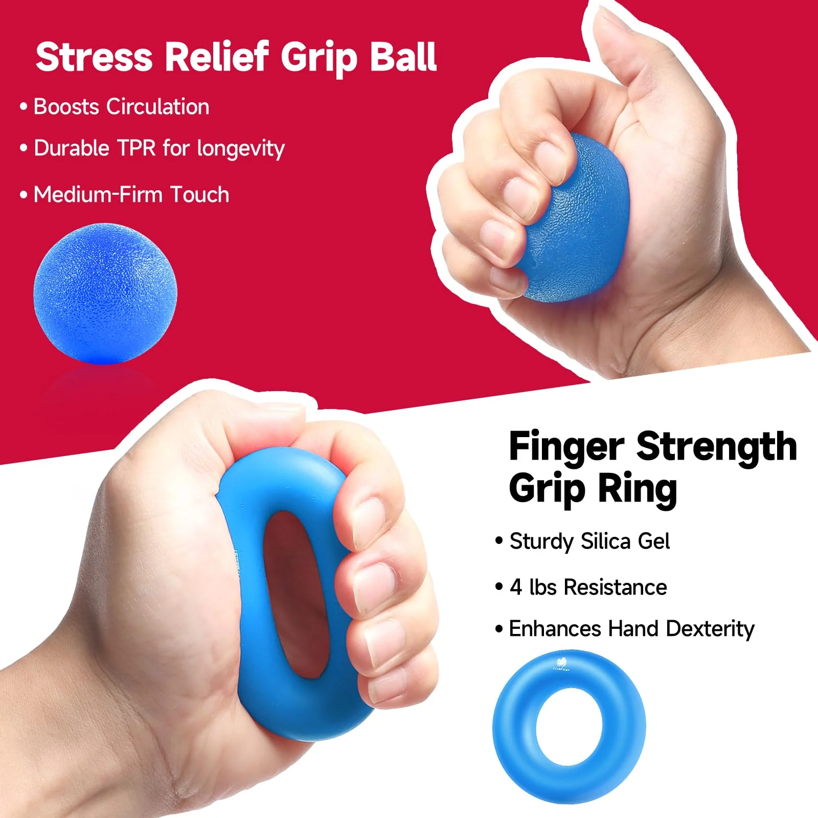 FitBeast Grip Strengthener Forearm Strengthener Hand Grips Strengthener Kit - 5 Pack Adjustable Resistance (Light Blue) - Image 3