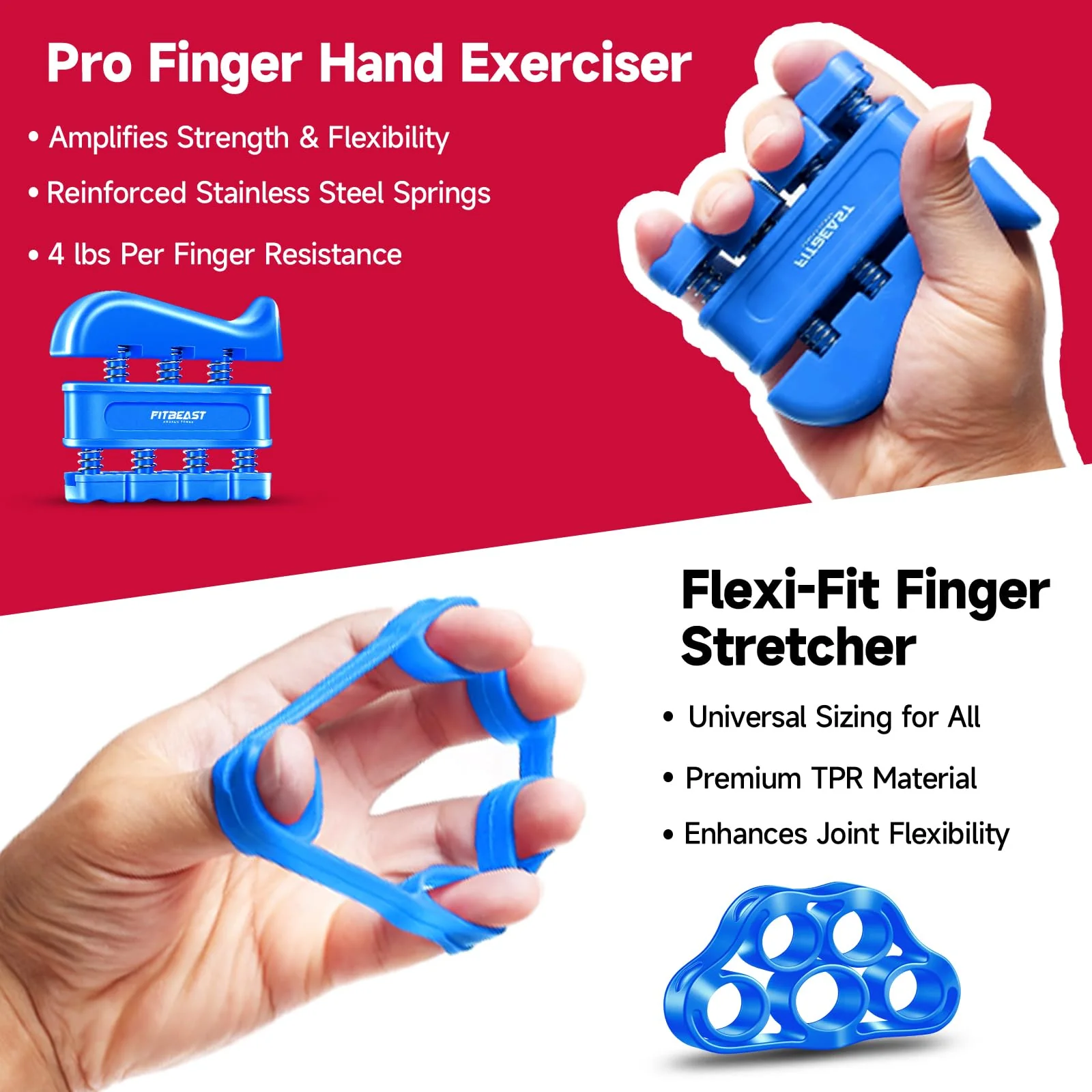 FitBeast Grip Strengthener Forearm Strengthener Hand Grips Strengthener Kit - 5 Pack Adjustable Resistance (Light Blue) - Image 4