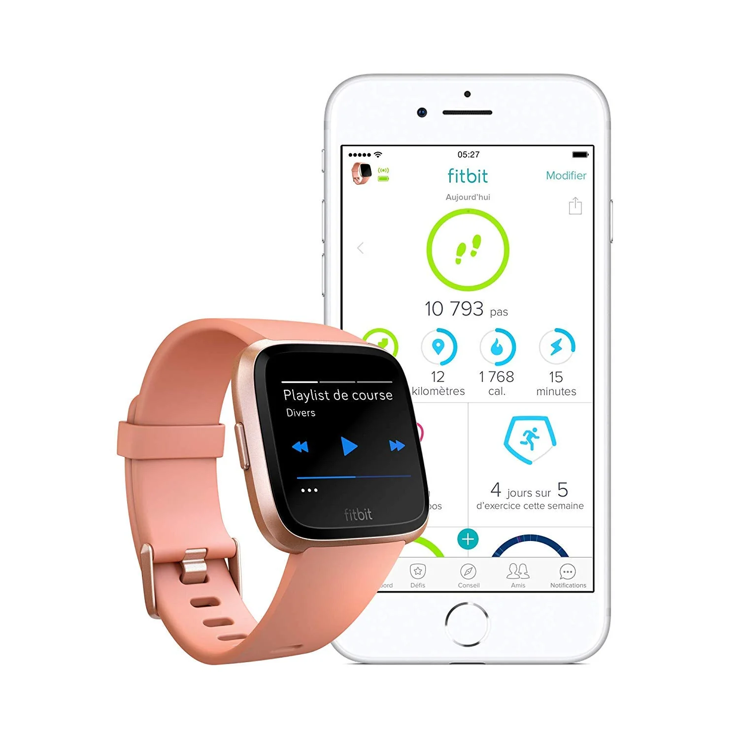Fitbit Versa Health & Fitness Smartwatch with Heart Rate, Music & Swim Tracking, Peach - Image 6