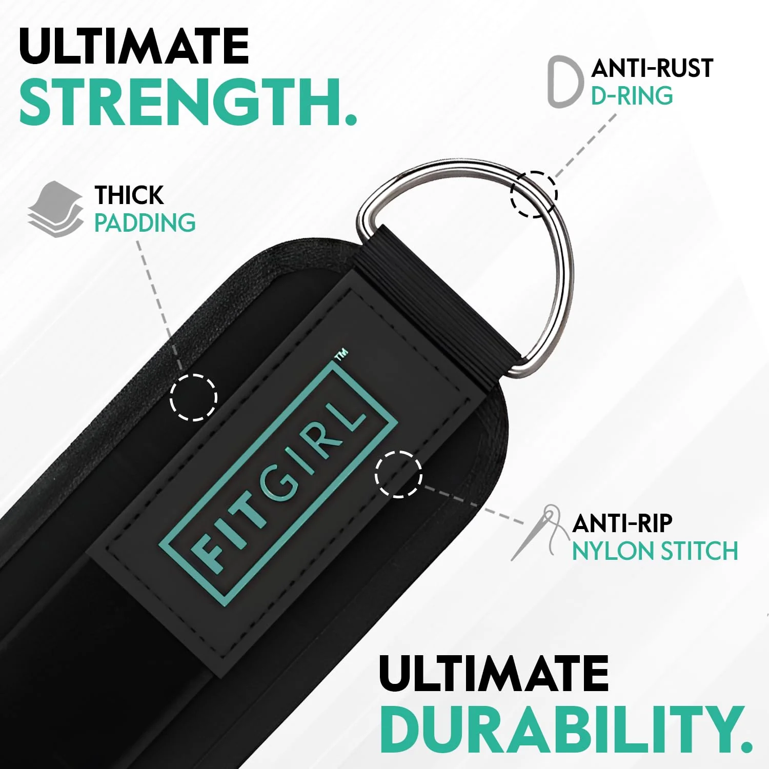 FITGIRL - Ankle Strap (Single) for Cable Machines and Resistance Bands, Work Out Cuff Attachment for Home & Gym, Glute Workouts - Kickbacks, Leg Extensions, Hip Abductors, Women Only (Mint, Single) - Image 4