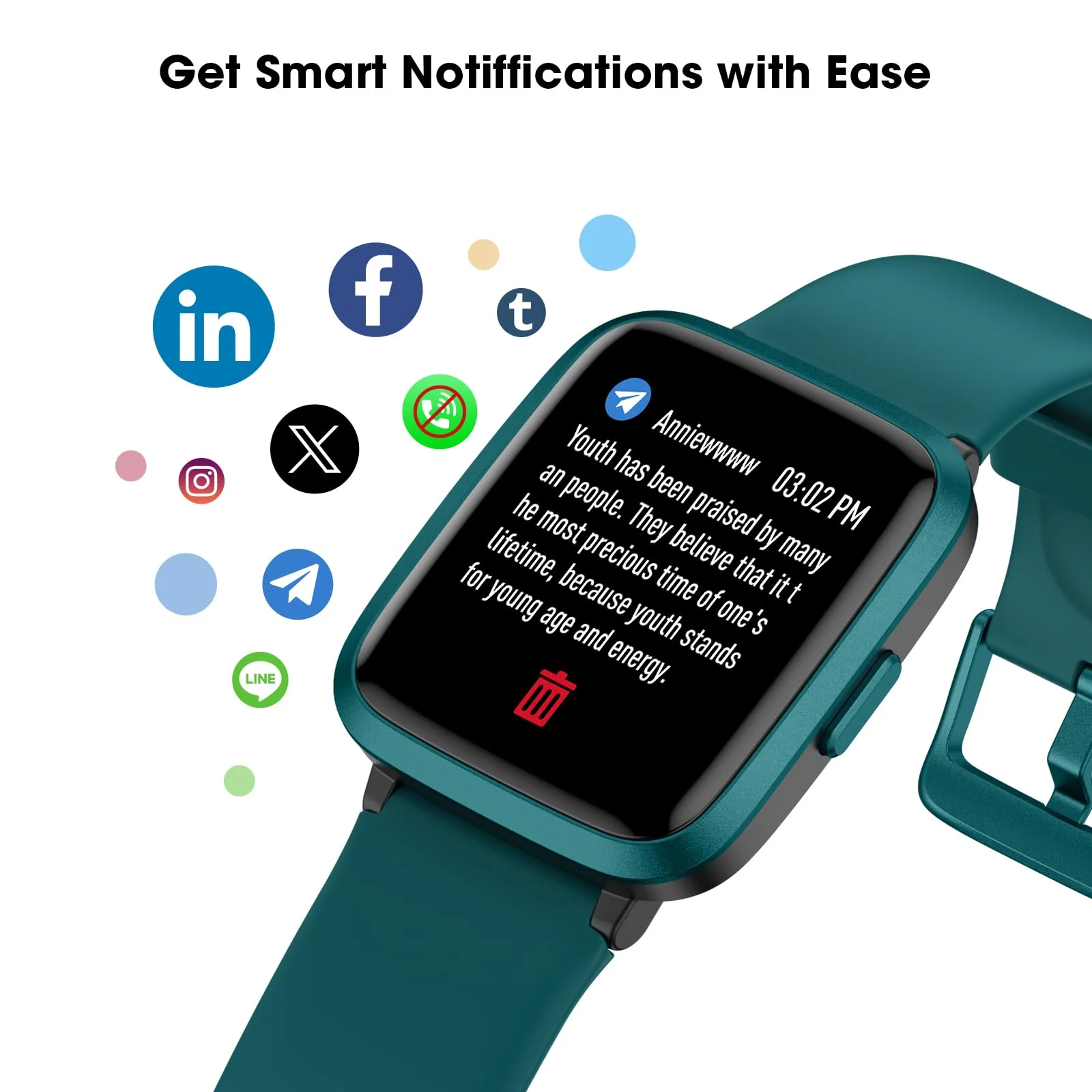 Fitness Tracker Watch with Heart Rate Monitor, Activity Tracker with Pedometer, Sleep Monitor, Calories & Step Counter, 5ATM Waterproof Smart Watch for Women Men Health Fitness Watch for Sports - Image 5