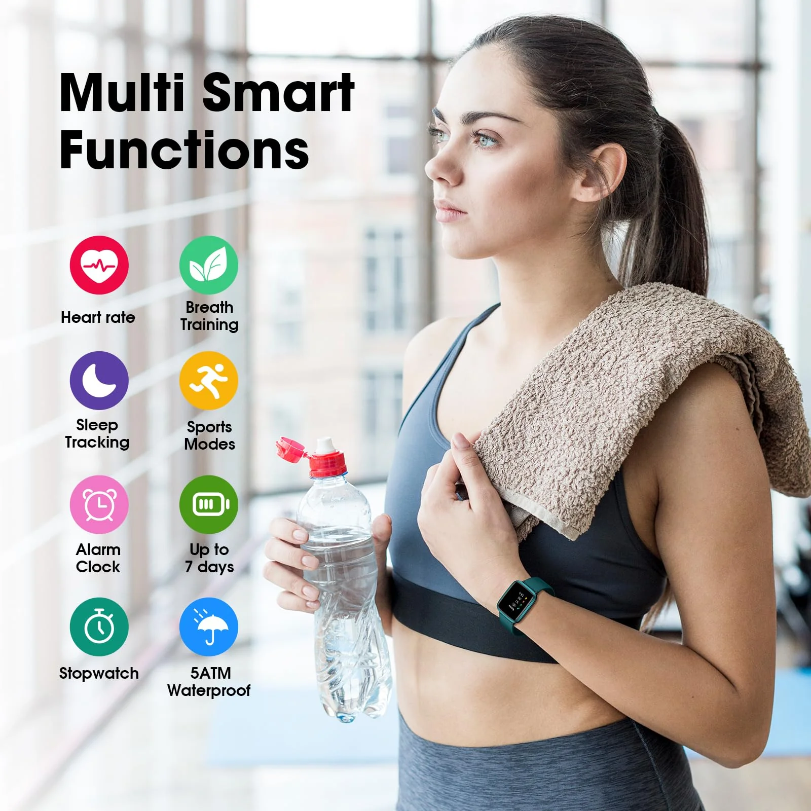 Fitness Tracker Watch with Heart Rate Monitor, Activity Tracker with Pedometer, Sleep Monitor, Calories & Step Counter, 5ATM Waterproof Smart Watch for Women Men Health Fitness Watch for Sports - Image 8