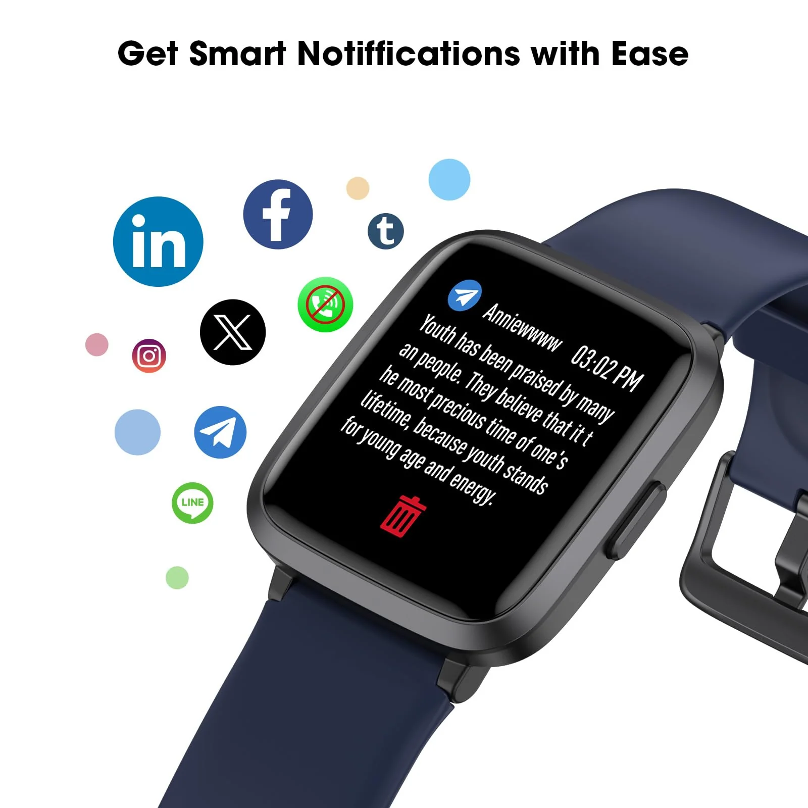 Fitness Tracker Watch with Heart Rate Monitor, Activity Tracker with Pedometer, Sleep Monitor, Calories & Step Counter, 5ATM Waterproof Smart Watch for Women Men Health Fitness Watch for Sports - Image 5