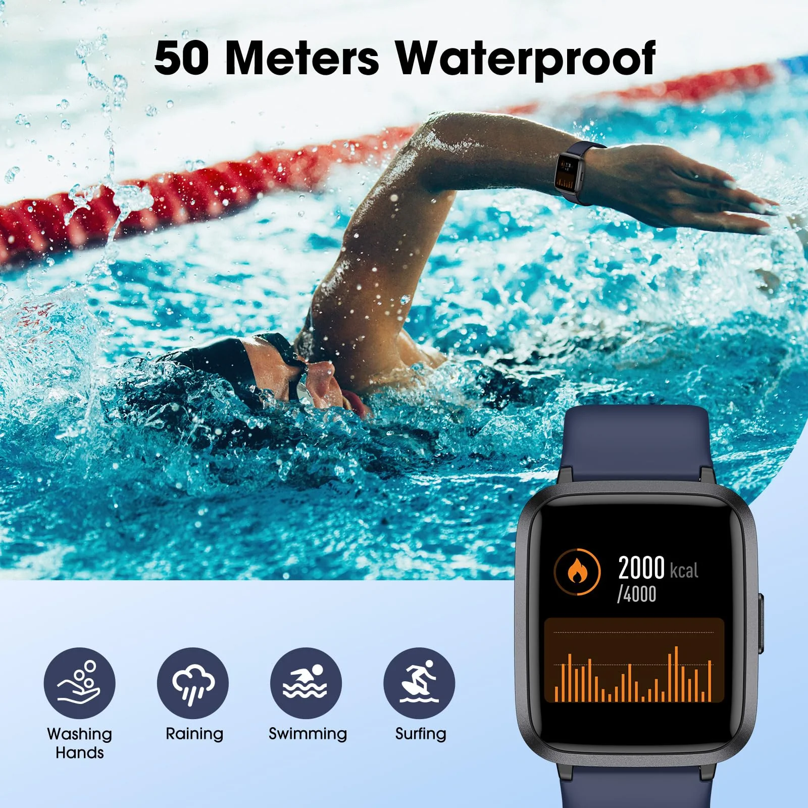 Fitness Tracker Watch with Heart Rate Monitor, Activity Tracker with Pedometer, Sleep Monitor, Calories & Step Counter, 5ATM Waterproof Smart Watch for Women Men Health Fitness Watch for Sports - Image 7