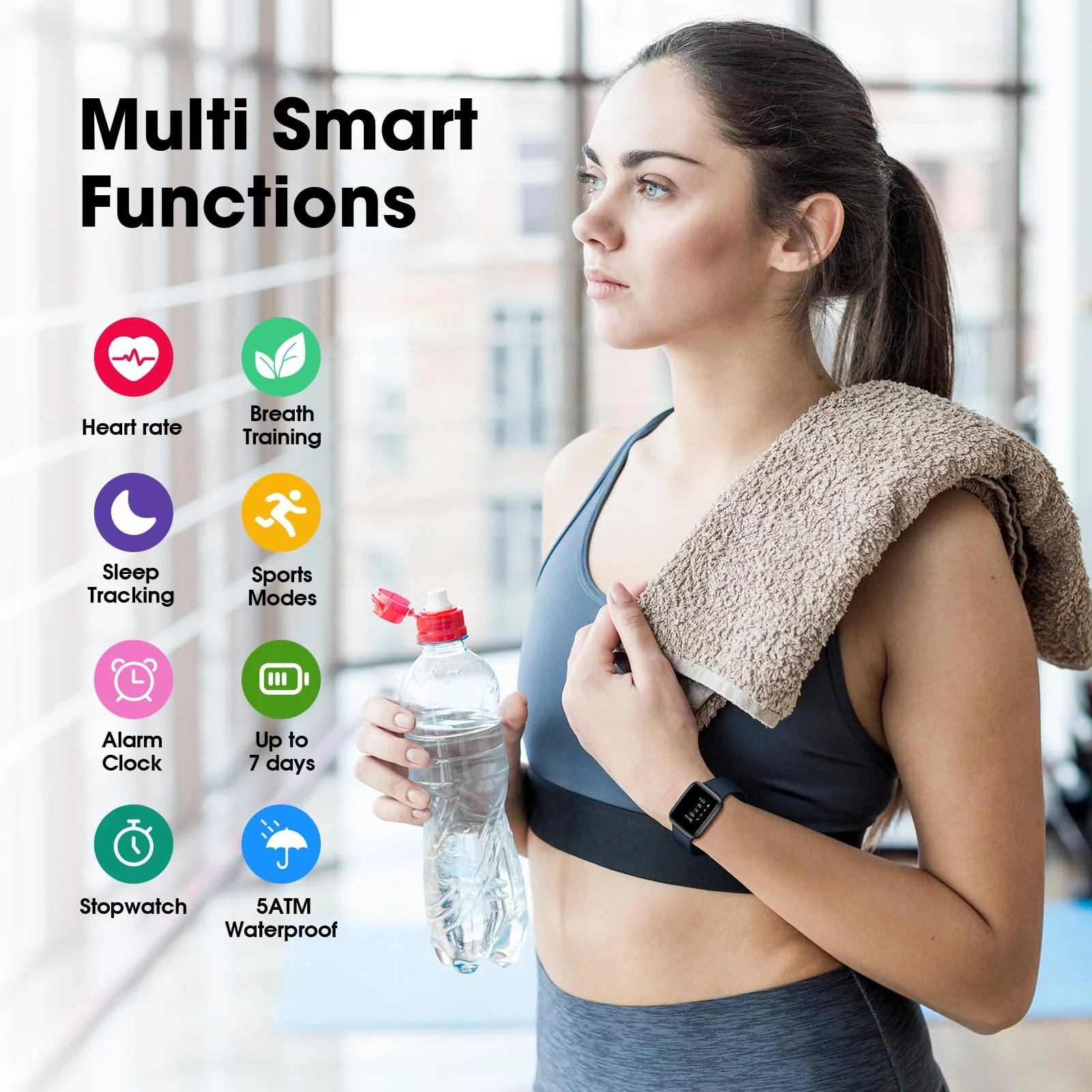 Fitness Tracker Watch with Heart Rate Monitor, Activity Tracker with Pedometer, Sleep Monitor, Calories & Step Counter, 5ATM Waterproof Smart Watch for Women Men Health Fitness Watch for Sports - Image 8