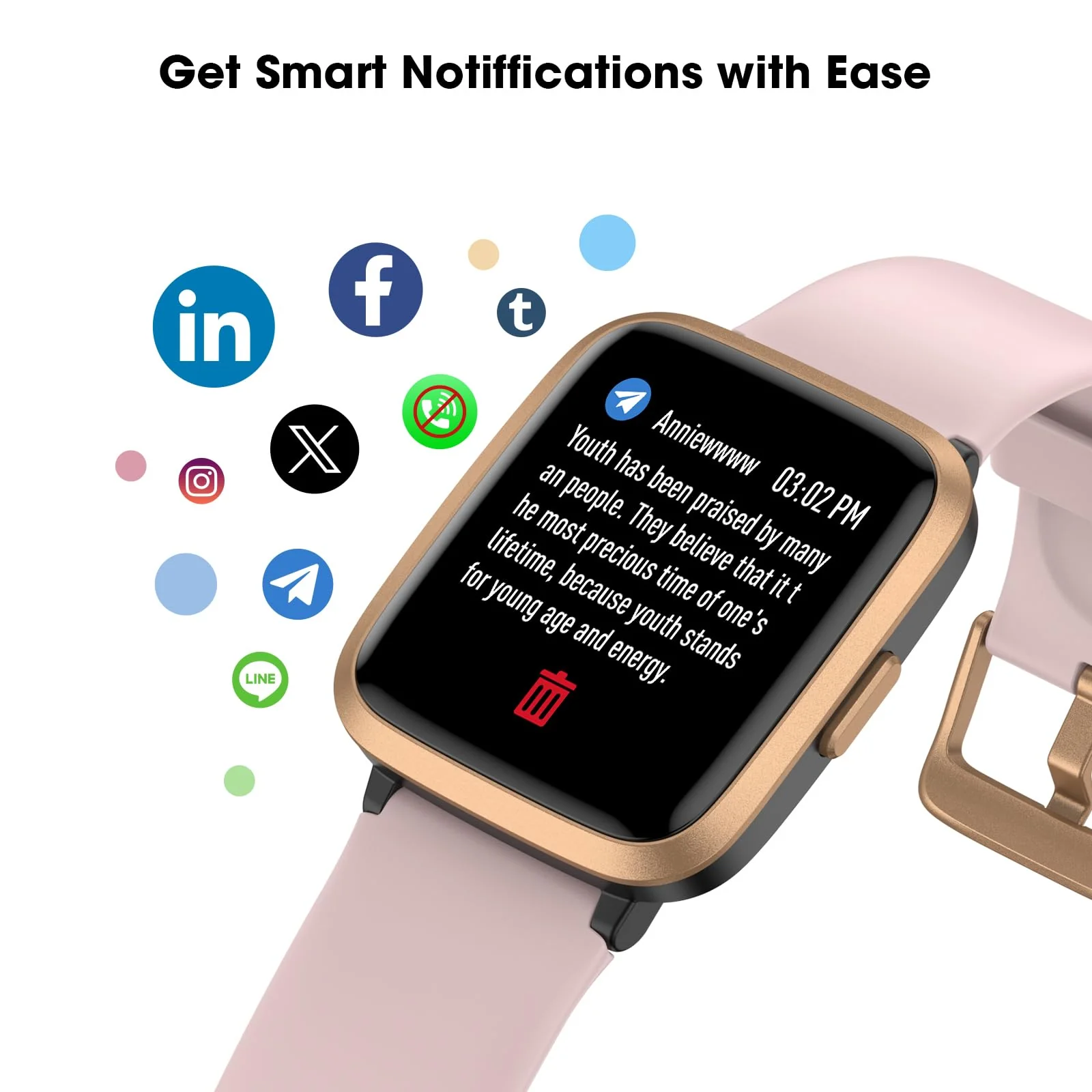 Fitness Tracker Watch with Heart Rate Monitor, Activity Tracker with Pedometer, Sleep Monitor, Calories & Step Counter, 5ATM Waterproof Smart Watch for Women Men Health Fitness Watch for Sports - Image 5