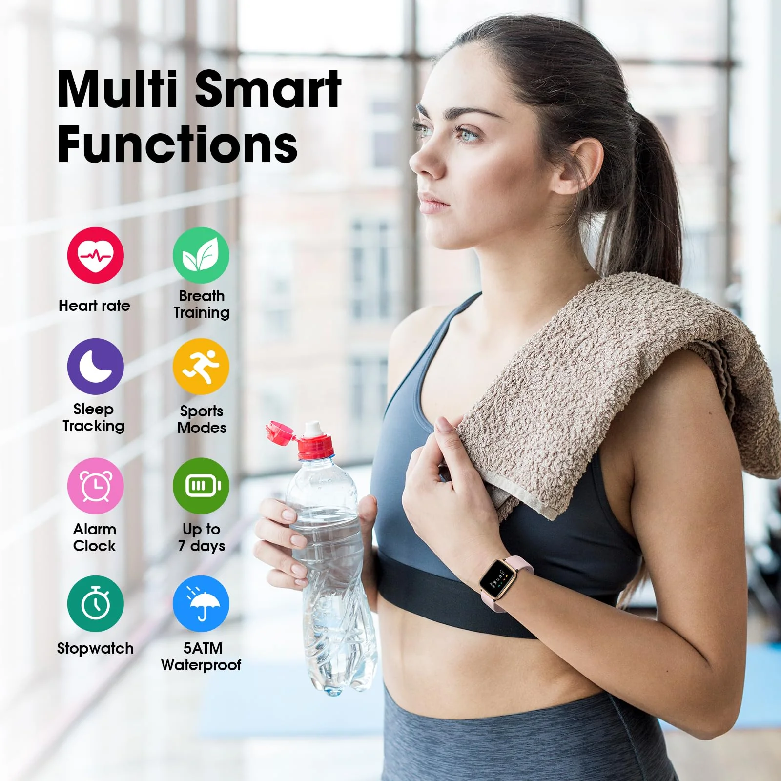 Fitness Tracker Watch with Heart Rate Monitor, Activity Tracker with Pedometer, Sleep Monitor, Calories & Step Counter, 5ATM Waterproof Smart Watch for Women Men Health Fitness Watch for Sports - Image 7