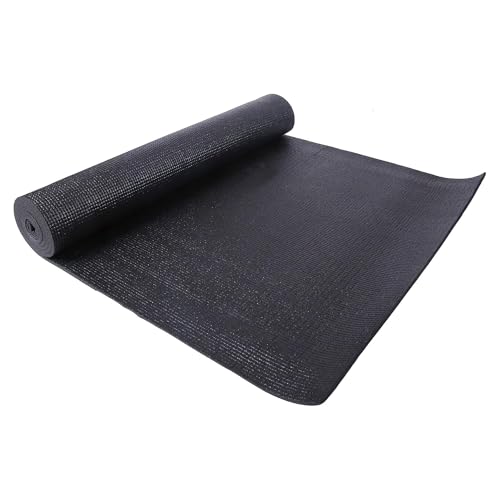 Fitvids 1/4-Inch High Density Thick Non Slip Yoga Mat with Knee Pad and Carrying Strap for Workout, Pilates, Gym Home Exercise, Black - Image 2