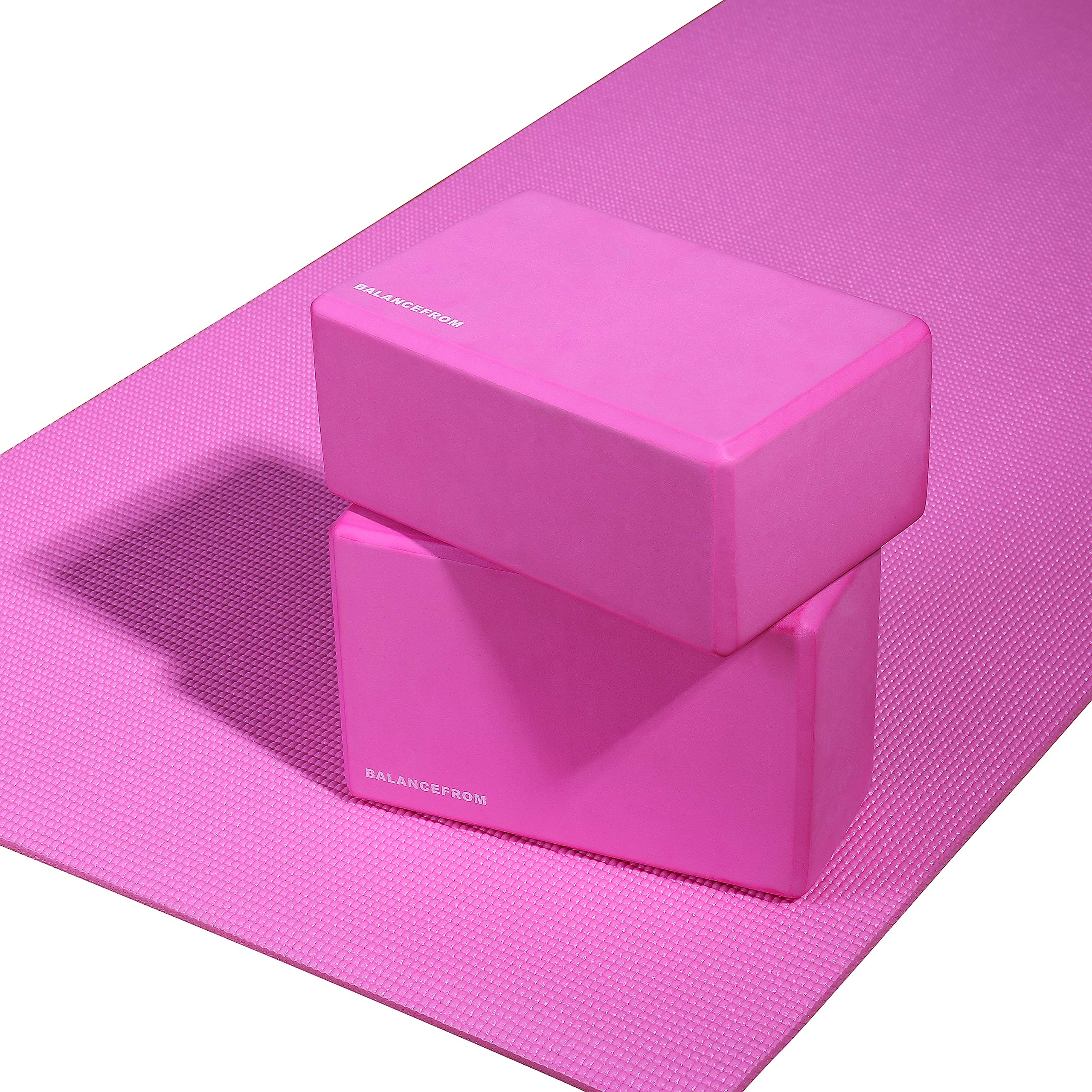 Fitvids 1/4-Inch High Density Thick Non Slip Yoga Mat with Knee Pad and Carrying Strap for Workout, Pilates, Gym Home Exercise, Pink - Image 2