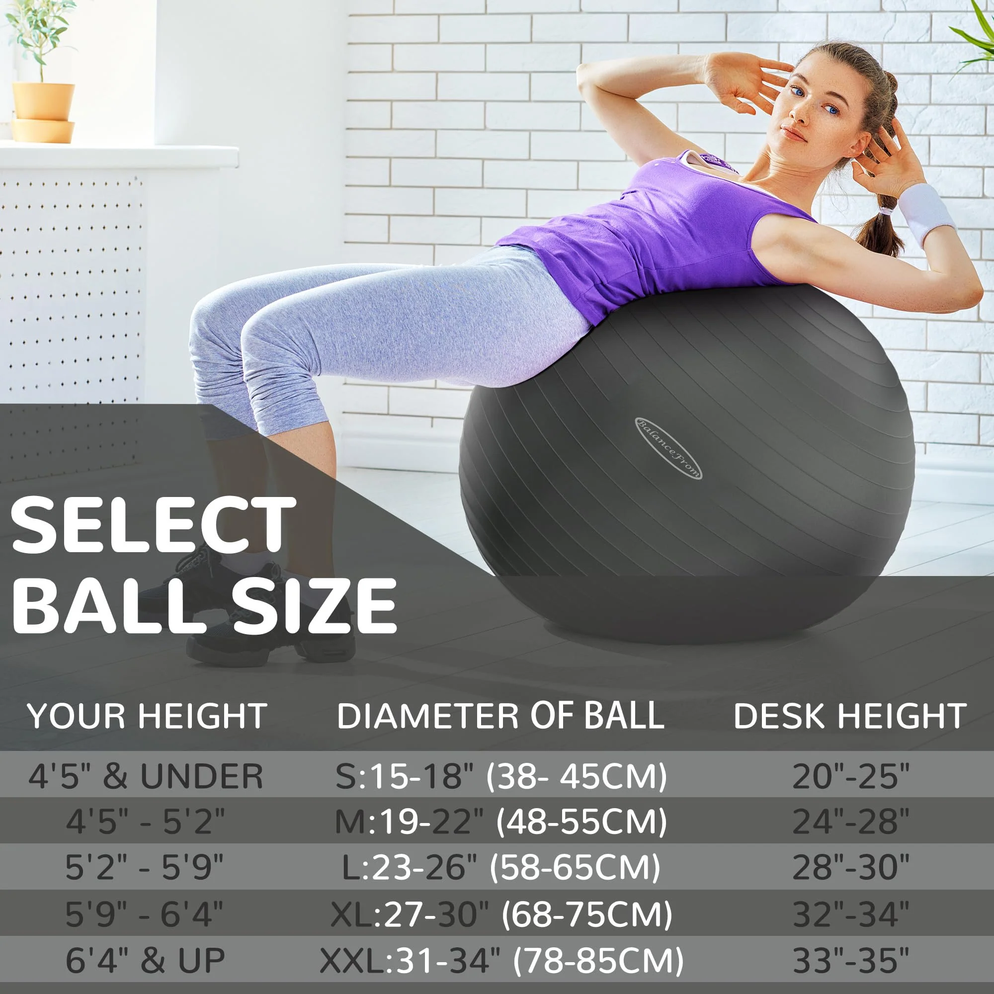 Fitvids 26-inch Gray Anti-Burst Slip Resistant Exercise Ball with Quick Pump, 2,000-Pound Capacity, Includes Free Foot-Pump - Image 7