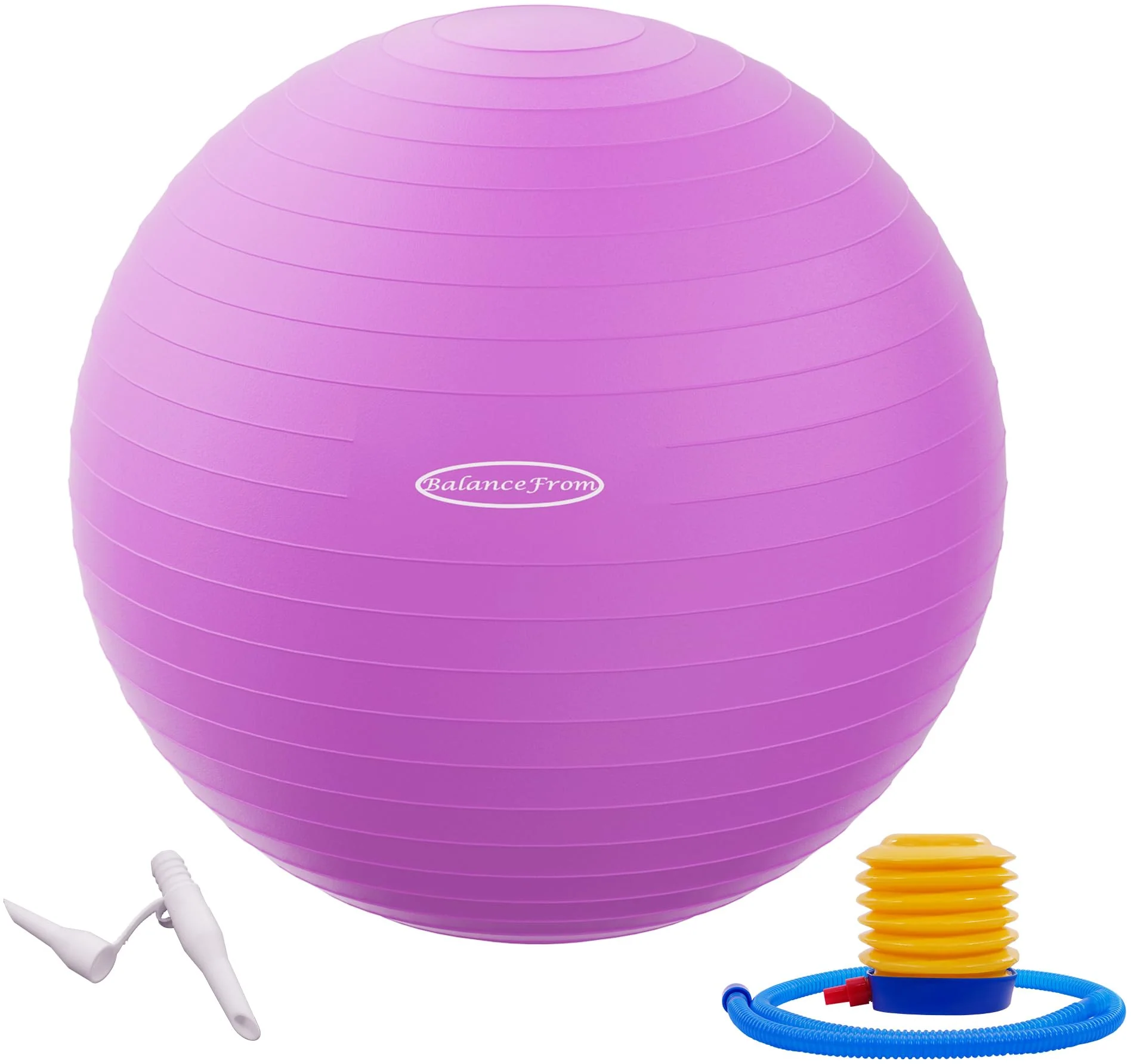 Fitvids Anti-Burst and Slip Resistant Exercise Ball Yoga Ball Fitness Ball Birthing Ball with Quick Pump, 2,000-Pound Capacity, Purple, 30-inch, XL