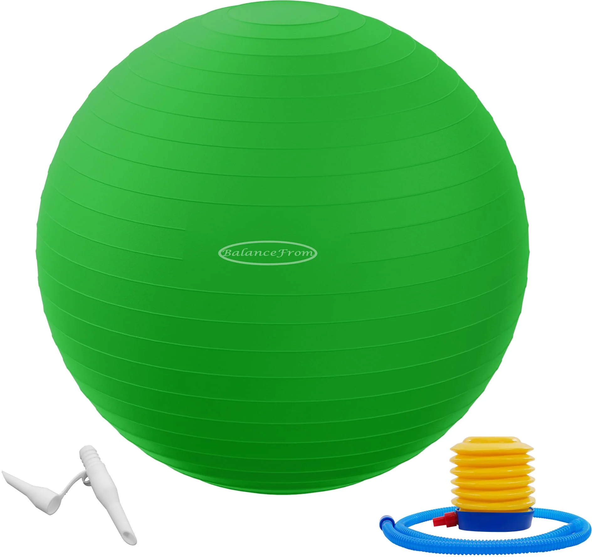 Fitvids Anti-Burst Slip Resistant Exercise Ball - 18-inch Green, 2,000-Pound Capacity, Yoga & Fitness Ball with Quick Pump
