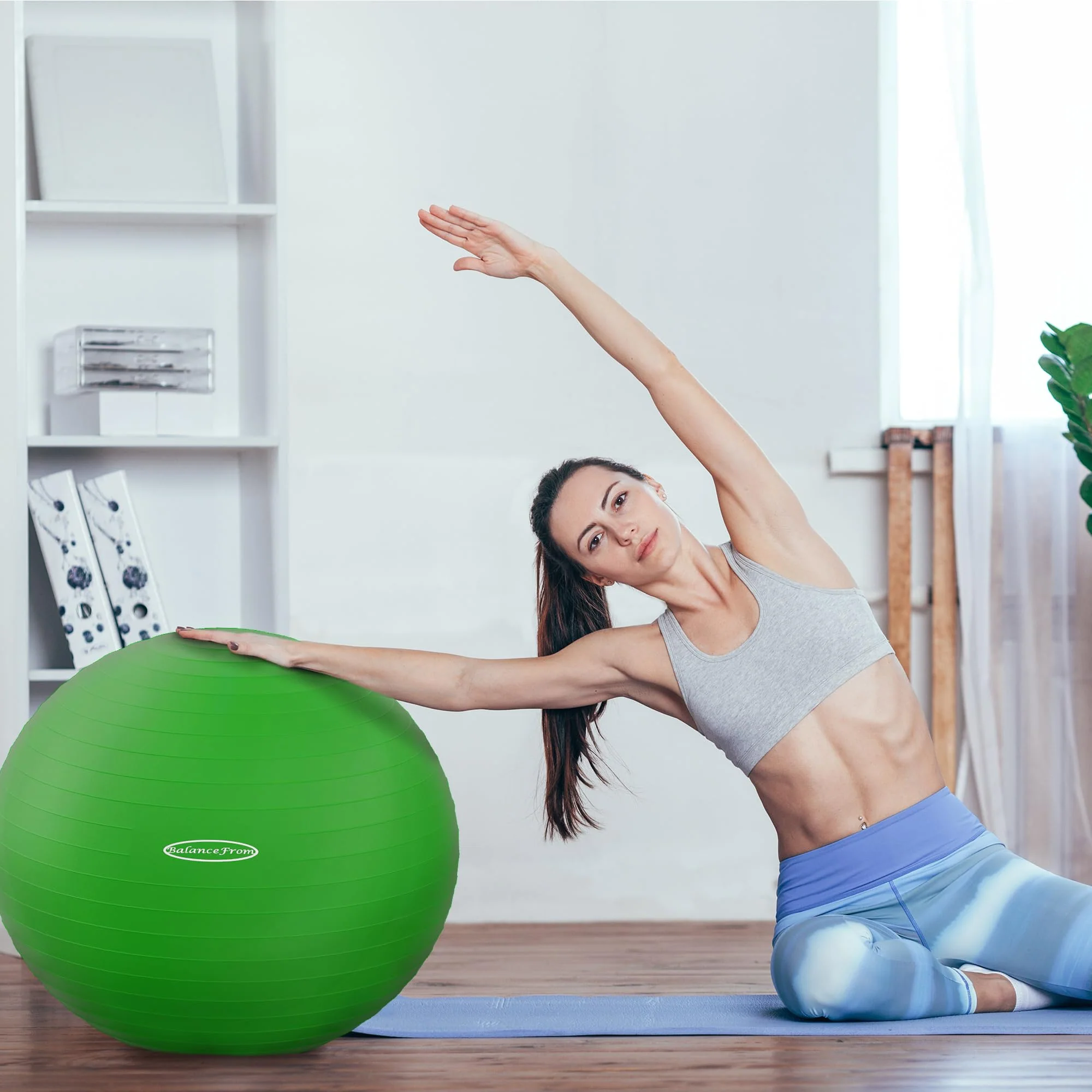 Fitvids Anti-Burst Slip Resistant Exercise Ball - 18-inch Green, 2,000-Pound Capacity, Yoga & Fitness Ball with Quick Pump - Image 3