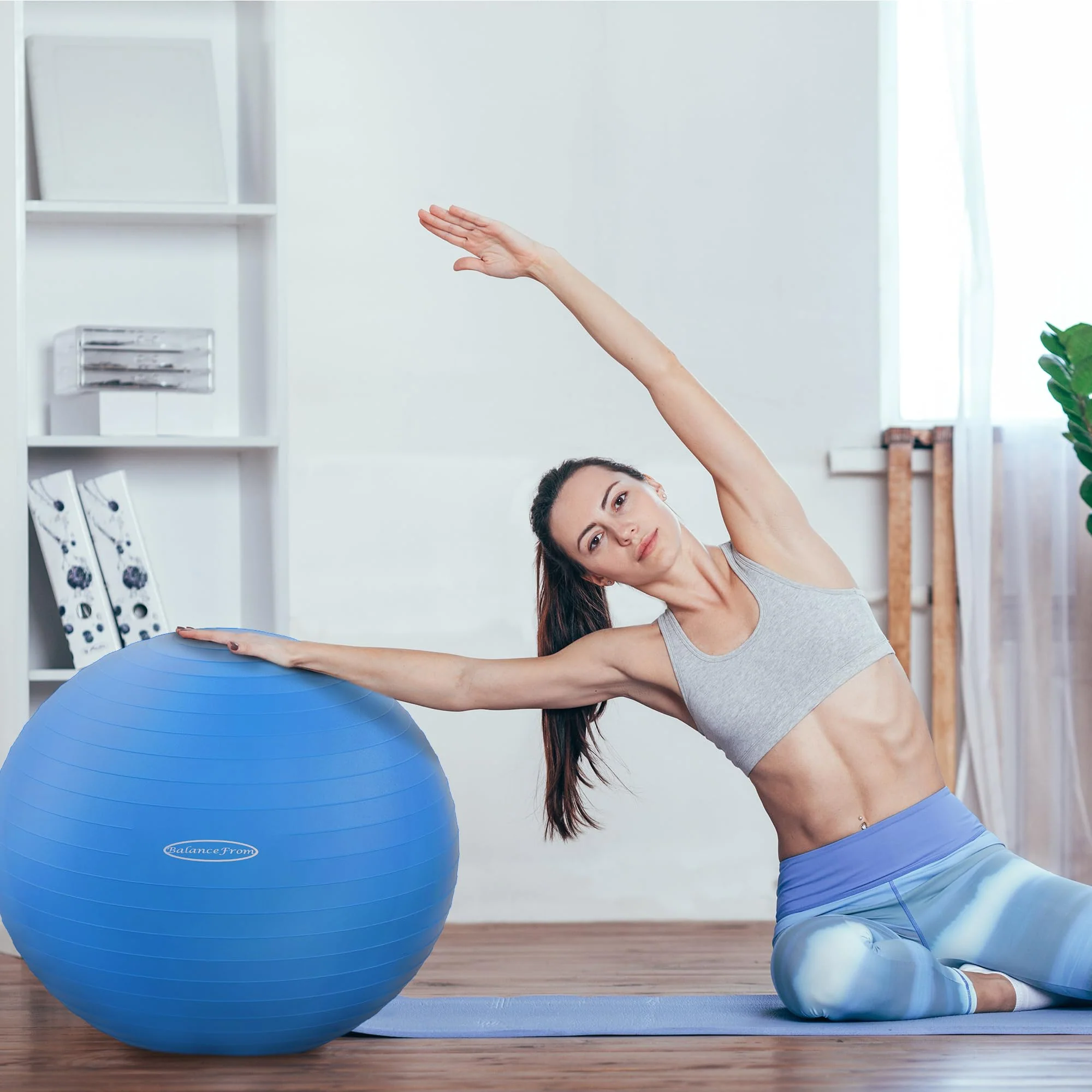 Fitvids Anti-Burst Slip Resistant Exercise Ball - 2,000-Pound Capacity, Blue, 22-inch, M - Image 2