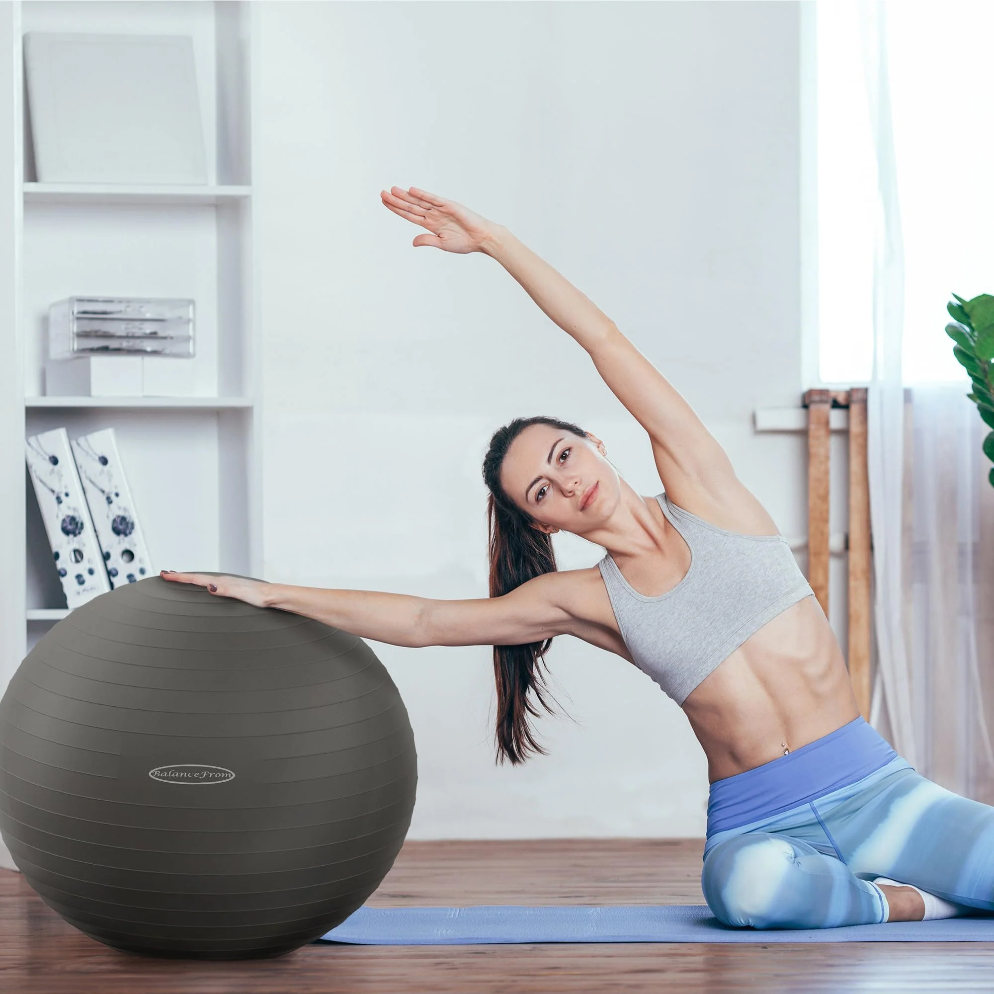 Fitvids Anti-Burst Slip Resistant Exercise Ball with Quick Pump, 2,000-Pound Capacity, 19-22 inch, M - Image 2