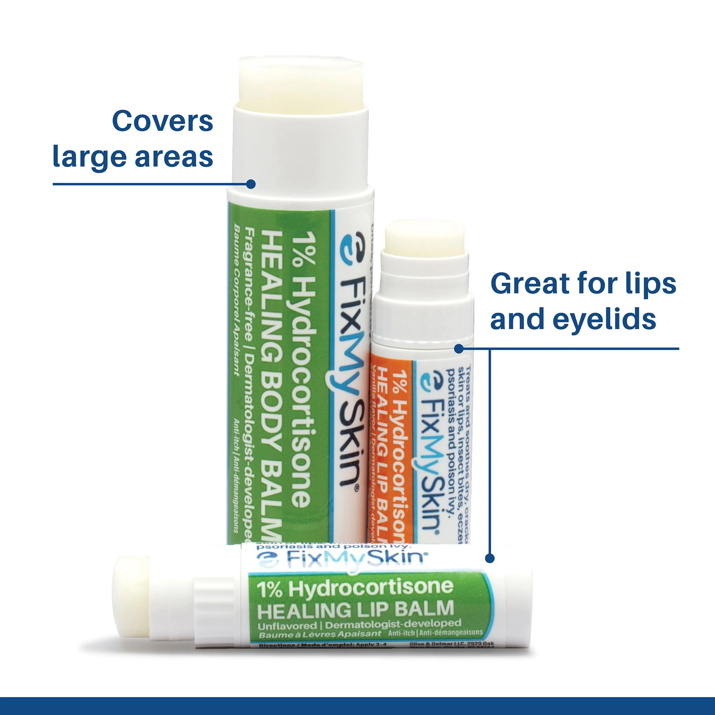 FixMySkin 1% Hydrocortisone Healing Lip Balm, Unflavored – Soothes Dry, Cracked & Irritated Lips, Relieves Chapped Lips, Cold Sores & Eczema, Dermatologist Developed, Travel-Friendly Tube, 0.15 oz - Image 5