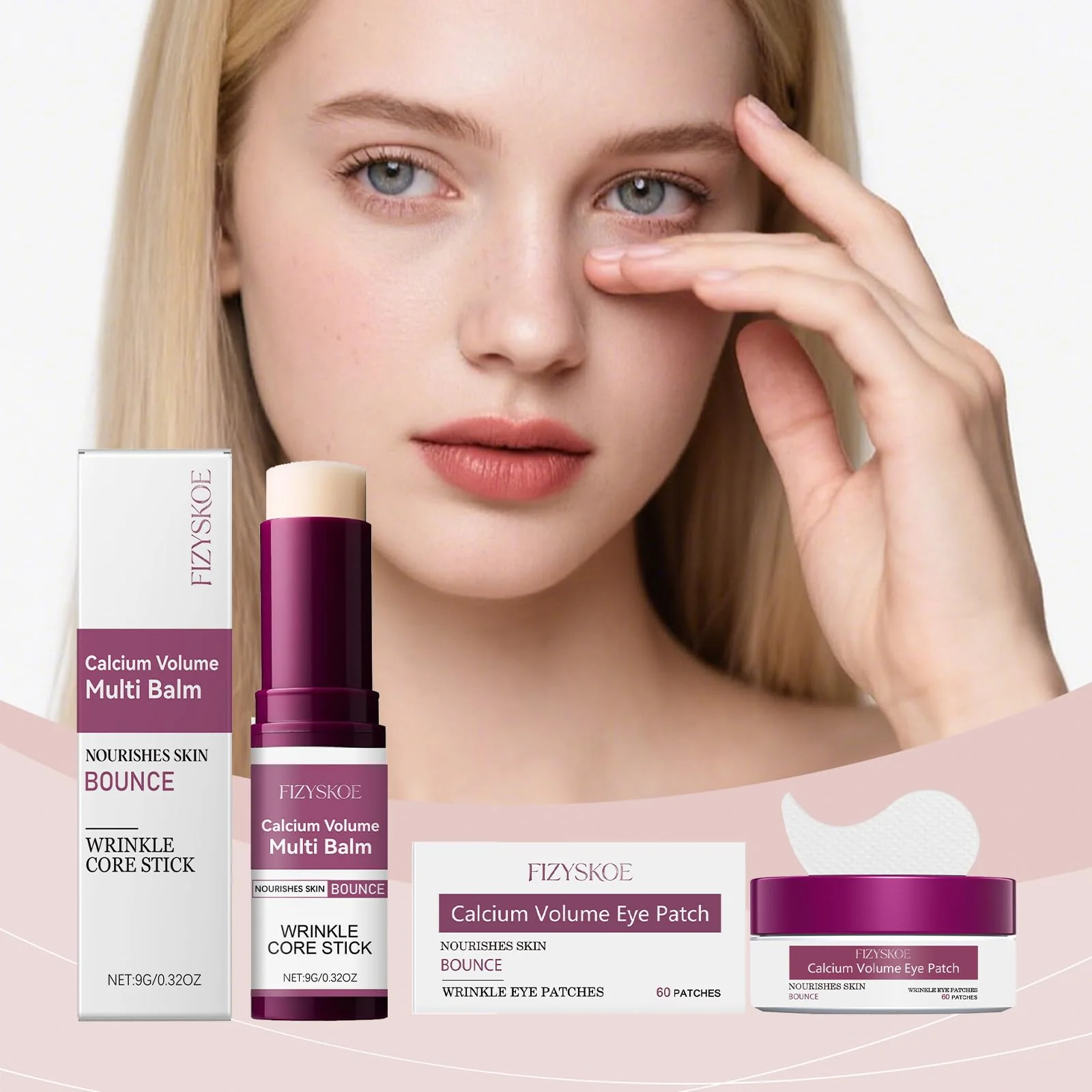 FIZYSKOE Eye Care Duo Set, Calcium Multi Balm Stick & Hydrogel Under Eye Patches 60ea (30 Pairs),Hydrating, Firming Skin, for Eye Treatment Skin Care Set (Balm Stick + Eye Patches) - Image 3