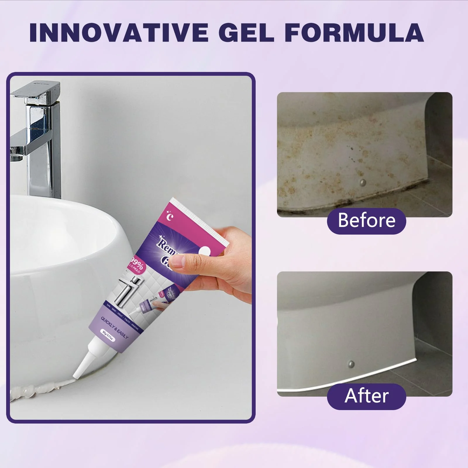Flaurix 2Pcs Cleaning Remover Gel,Powerful Household Cleaning Gel,Multi-Surface Remover Gel for Bathroom Shower Kitchen Tile Grout, Sinks Countertops,Safe Formula That Does Not Damage Surface,180g - Image 4
