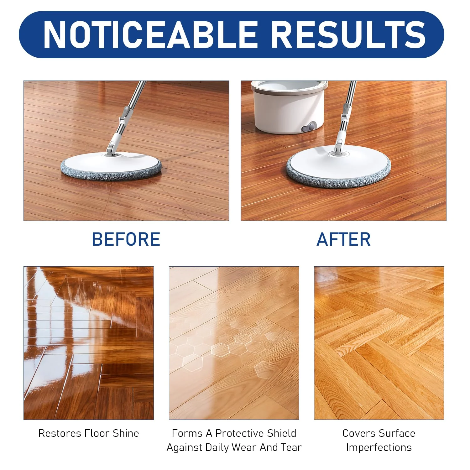 Flaurix 2Pcs Floor Restore Cleaner & Polish,High Solid Content Floor Polish For Shine Renewal & Protective Layer,Helps Conceal Small Scratches,Quick-Drying Protective Finish For Tile,Shine Wood-300ml - Image 4