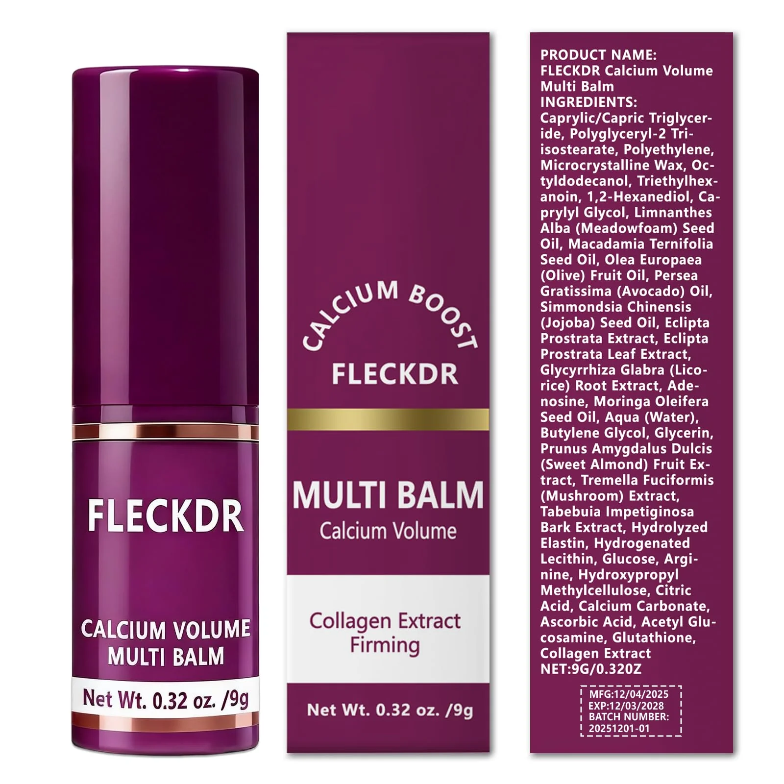 FLECKDR Calcium Multi Balm Stick, Firms & Smooths Fine Lines, Hydrates Face, Eyes, Lips & Neck with Vitamin E & Macadamia Oil, Suitable for All Skin Types, 0.32 oz (Pack of 2) - Image 2