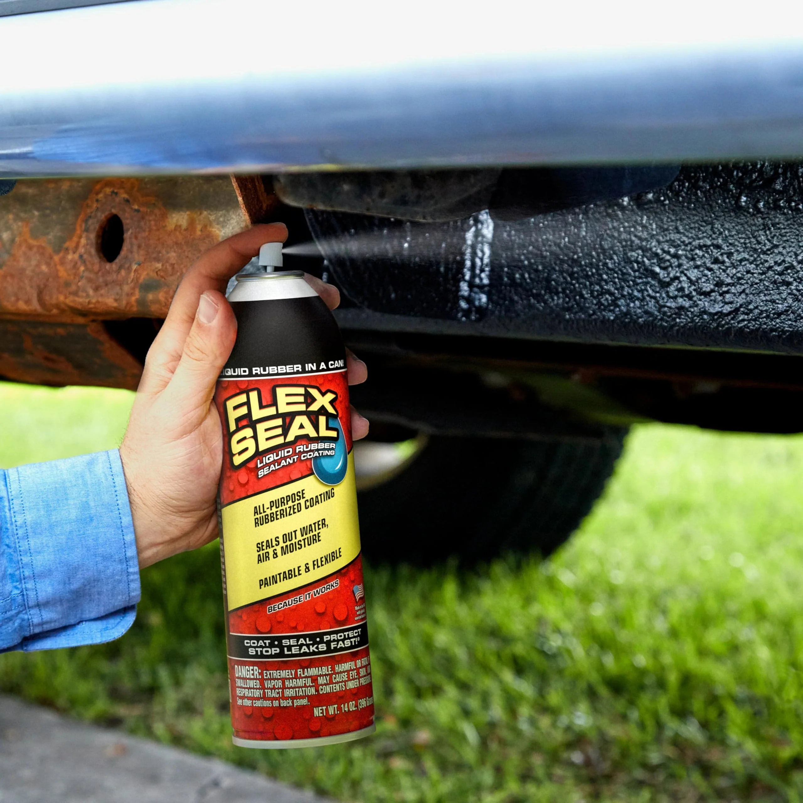 Flex Seal, 14 oz, Clear, Stop Leaks Instantly, Transparent Waterproof Rubber Spray On Sealant Coating, Perfect for Gutters, Wood, RV, Campers, Roof Repair, Skylights, Windows, and More - Image 8