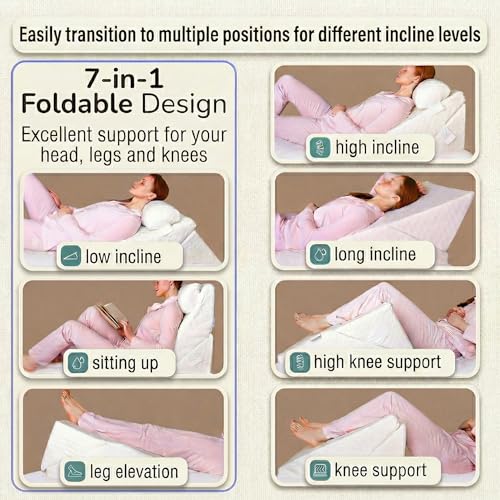 Flexicomfort Bed Wedge Pillow for Sleeping -Adjustable Post Surgery Pillow (7 in 1) -%100 Memory Foam -Head Support Cushion -Incline -Leg Elevation -Pregnancy - Snoring - Washable Cover -Large 24 Inch - Image 2