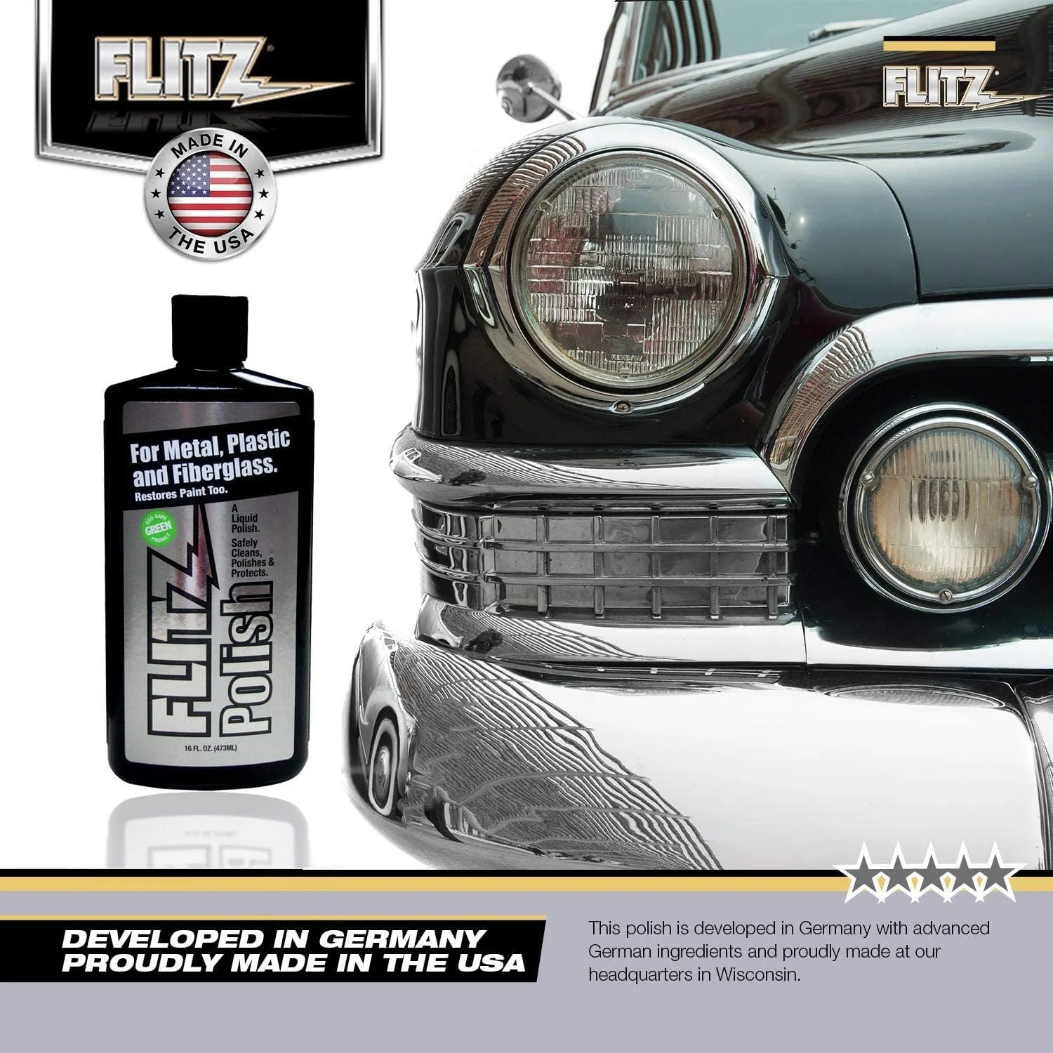 Flitz Multi Purpose Metal Polish Liquid - 3.4oz Bottle of USA-Made Tarnish Remover - For Aluminum, Chrome, Brass, Nickel, Silver - Non-Abrasive Metal Cleaner and Polish, Restorer (12 Pack) - Image 3