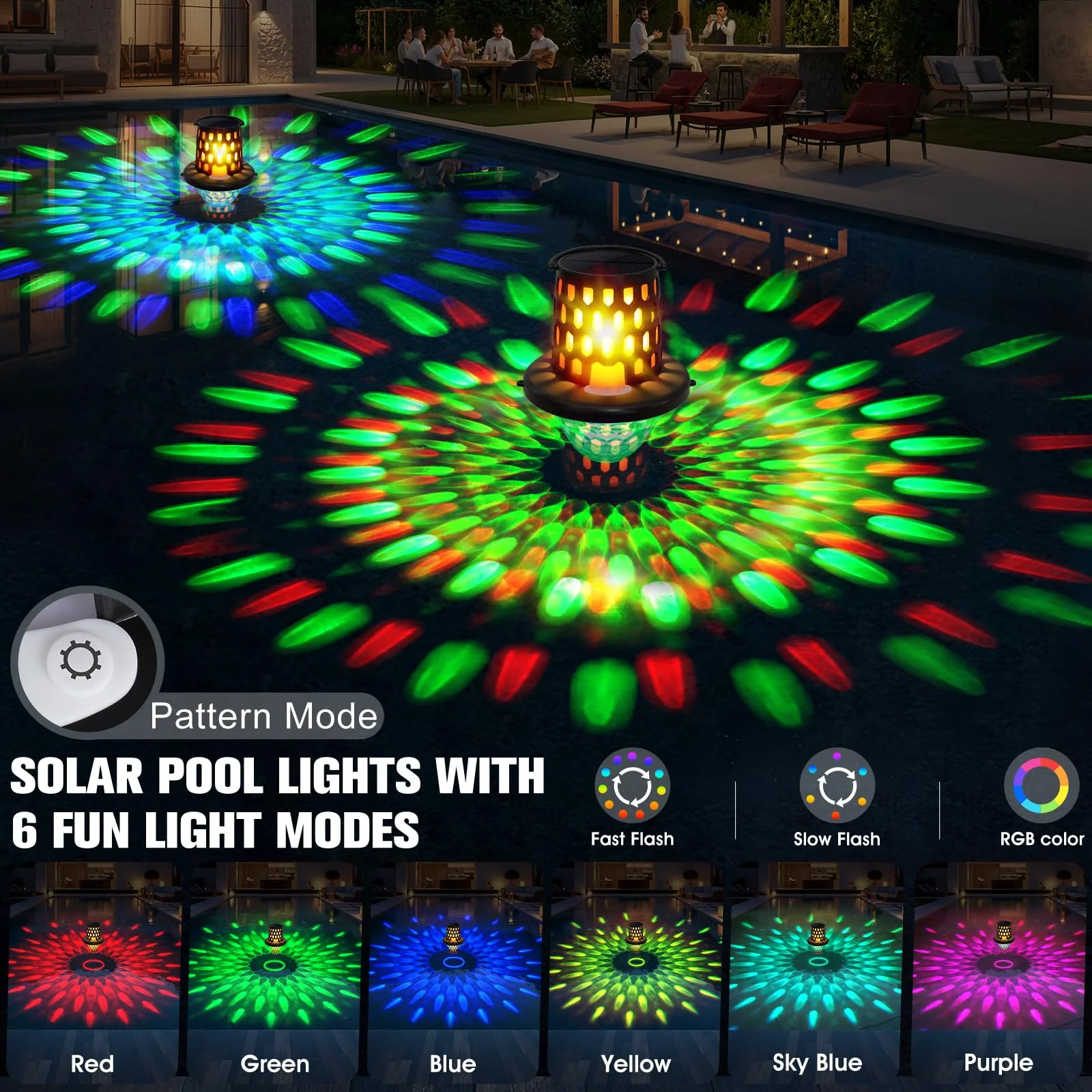 Floating Pool Lights,2026 Upgraded Solar Powered Pool Lights that Float,Flickering Flame Floating Solar Lights for Pool Lighting,Hangable IP68 Waterproof Swimming LED Pool Lights for Party,Outdoor-1PC - Image 6