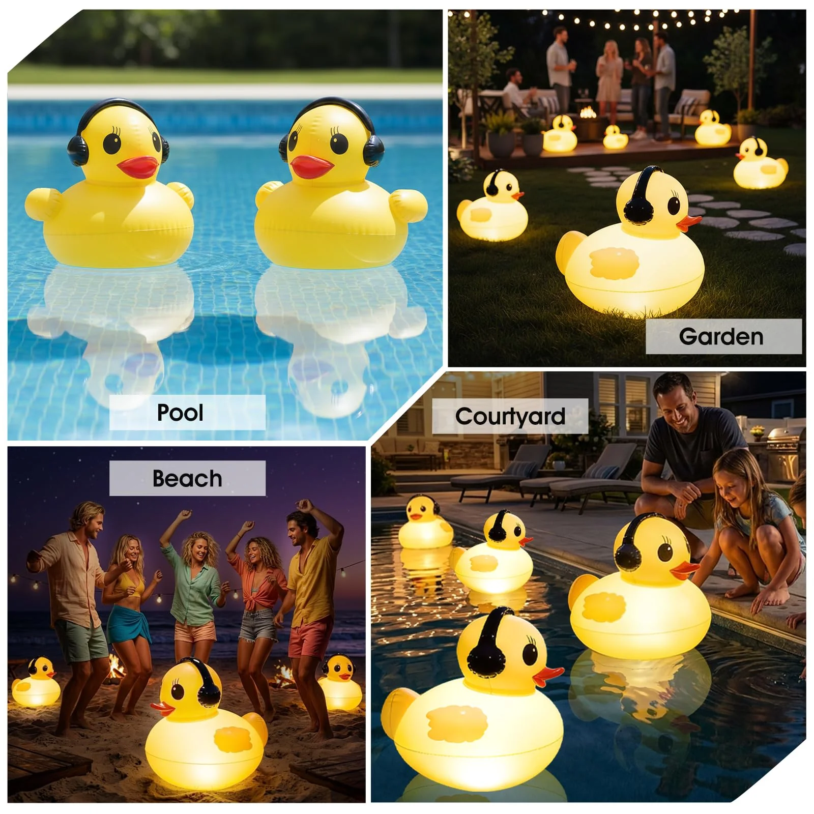 Floating Solar Pool Lights, 16 inch Waterproof Pool Lights that Float, Light up LED Pool Accessories, Glow Duck Pool Light, Inflatable Solar Floating Light for Pools,Pond,Hot tub,Party-2pcs - Image 3