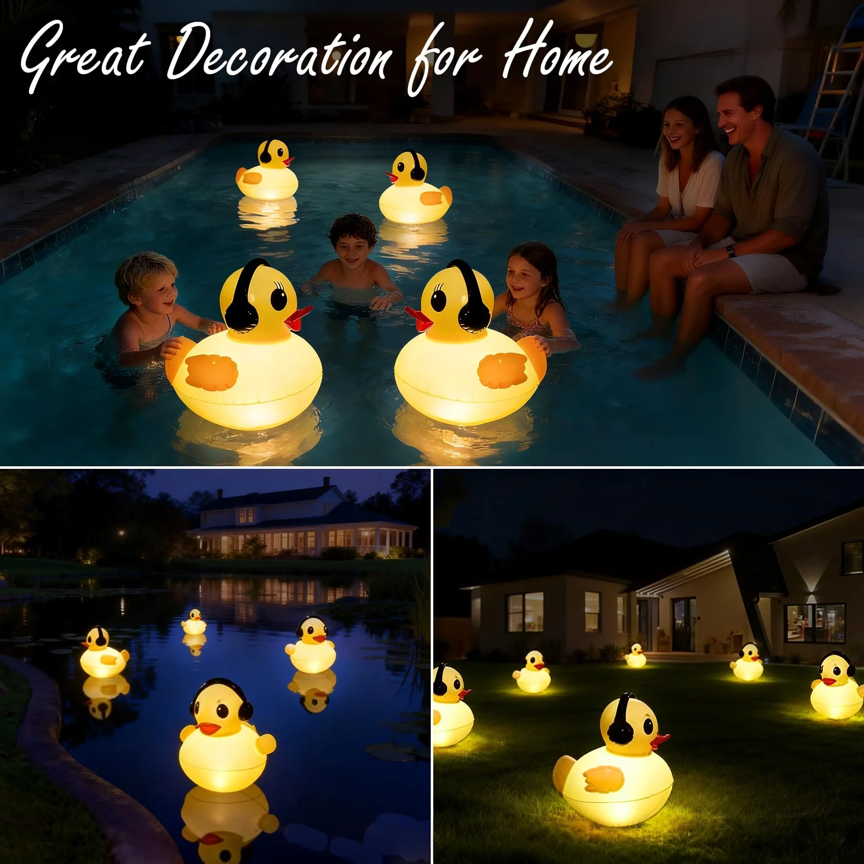 Floating Solar Pool Lights, 16 inch Waterproof Pool Lights that Float, Light up LED Pool Accessories, Glow Duck Pool Light, Inflatable Solar Floating Light for Pools,Pond,Hot tub,Party-2pcs - Image 6