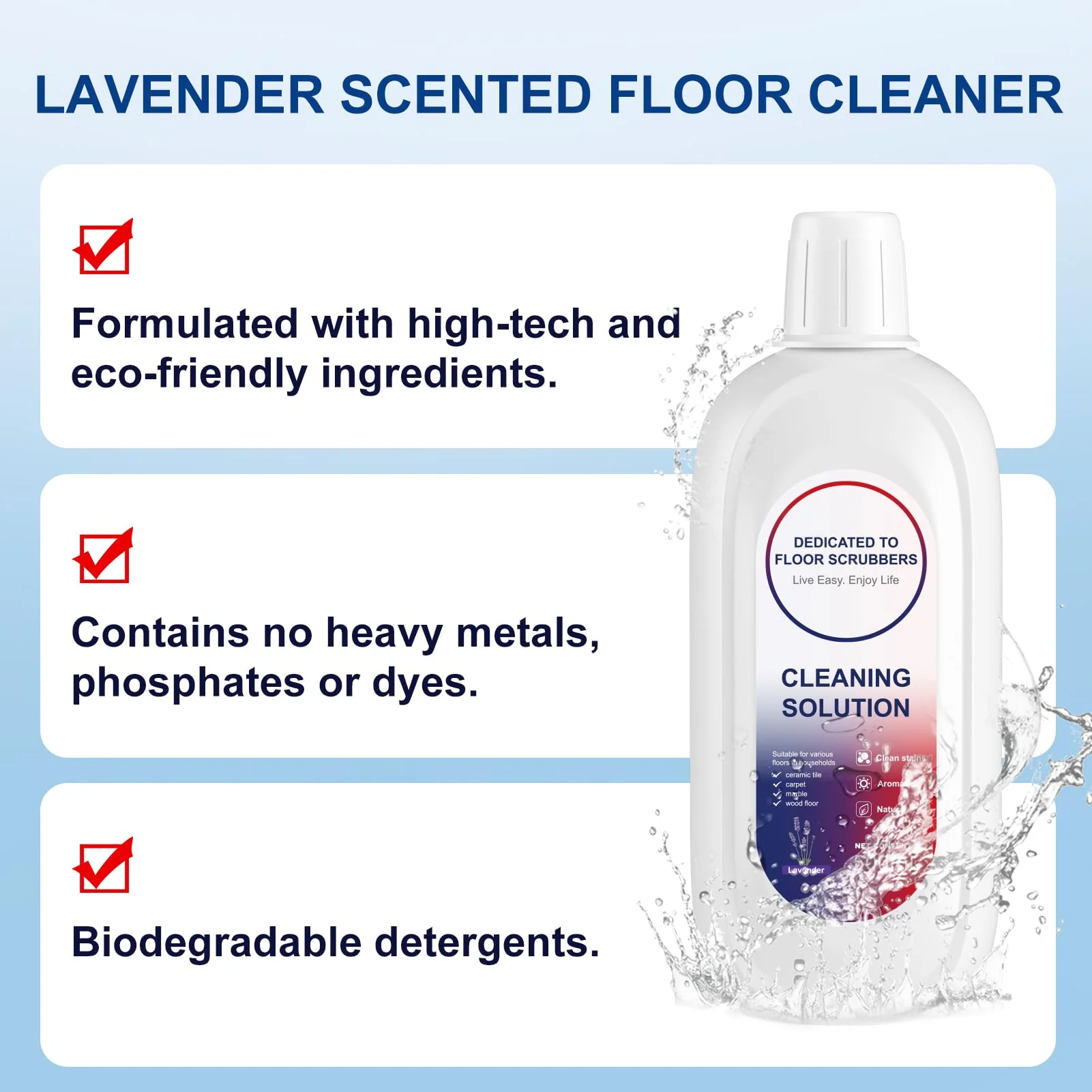 Floor Cleaner 1000ml Lavender Scent Compatible with Tineco Cleaning Solution, Residue & Streak Free, Suitable for All Robot Vacuum Cleaners and Wireless Wet Dry Dual-Use Vacuum Cleaners (Lavender) - Image 2