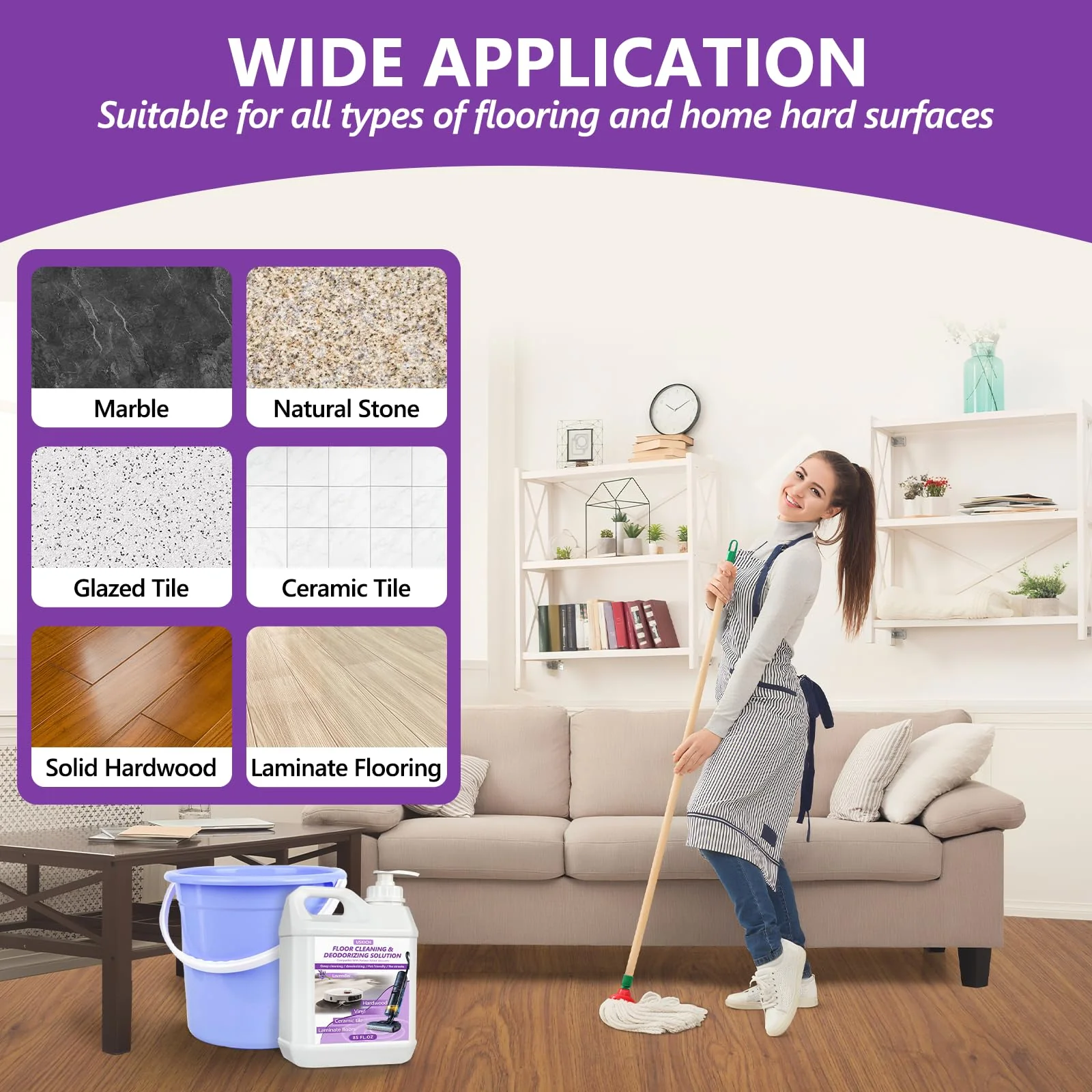 Floor Cleaning Solution- 85 FL OZ-Floor Cleaner for Mopping with Tineco,Deep Cleaning &Deodorizing for Roborock,Compatible with Saros Series,S8/S7 Series,Q Revo/Q Series,iFLOOR Series Wet Dry Vacuum - Image 4