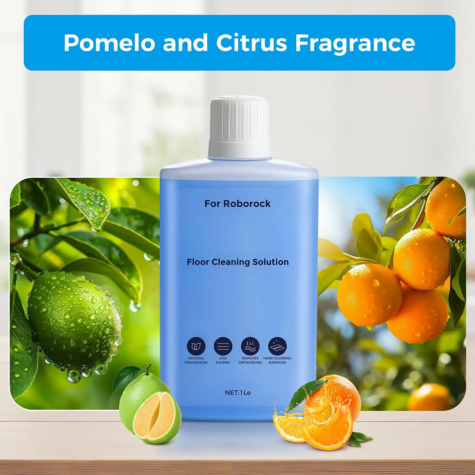 Floor Cleaning Solution Compatible with Roborock Robot Vacuum and Wet Dry Vacuum Cleaner, Deeply Cleans Various Hard Floors Without Leaving any Residue. 1L, 33.81 Fl Oz, Pomelo and Citrus Fragrance - Image 5