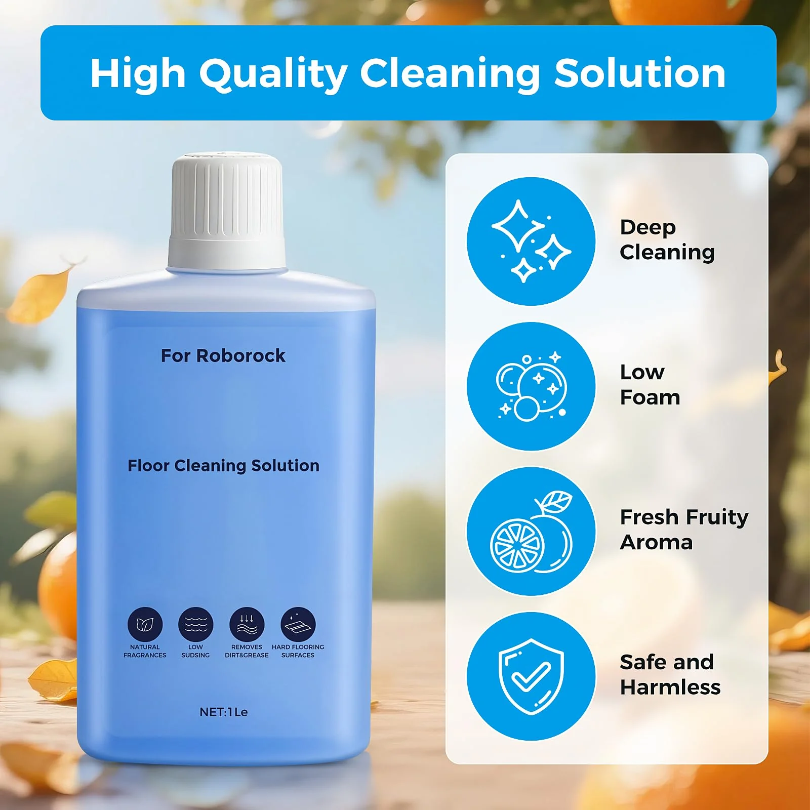 Floor Cleaning Solution Compatible with Roborock Robot Vacuum and Wet Dry Vacuum Cleaner, Deeply Cleans Various Hard Floors Without Leaving any Residue. 1L, 33.81 Fl Oz, Pomelo and Citrus Fragrance - Image 7