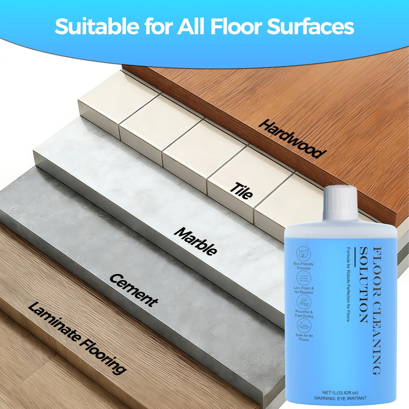 Floor Cleaning Solution,Floor Cleaner for Hardwood Tile Hardfloor Marble Cement Vinyl Flooring Laminate Flooring, Compatible Robot Vacuums with Mopping and Wet Dry Vacuum,1L, 33.8 Fl. OZ - Image 5