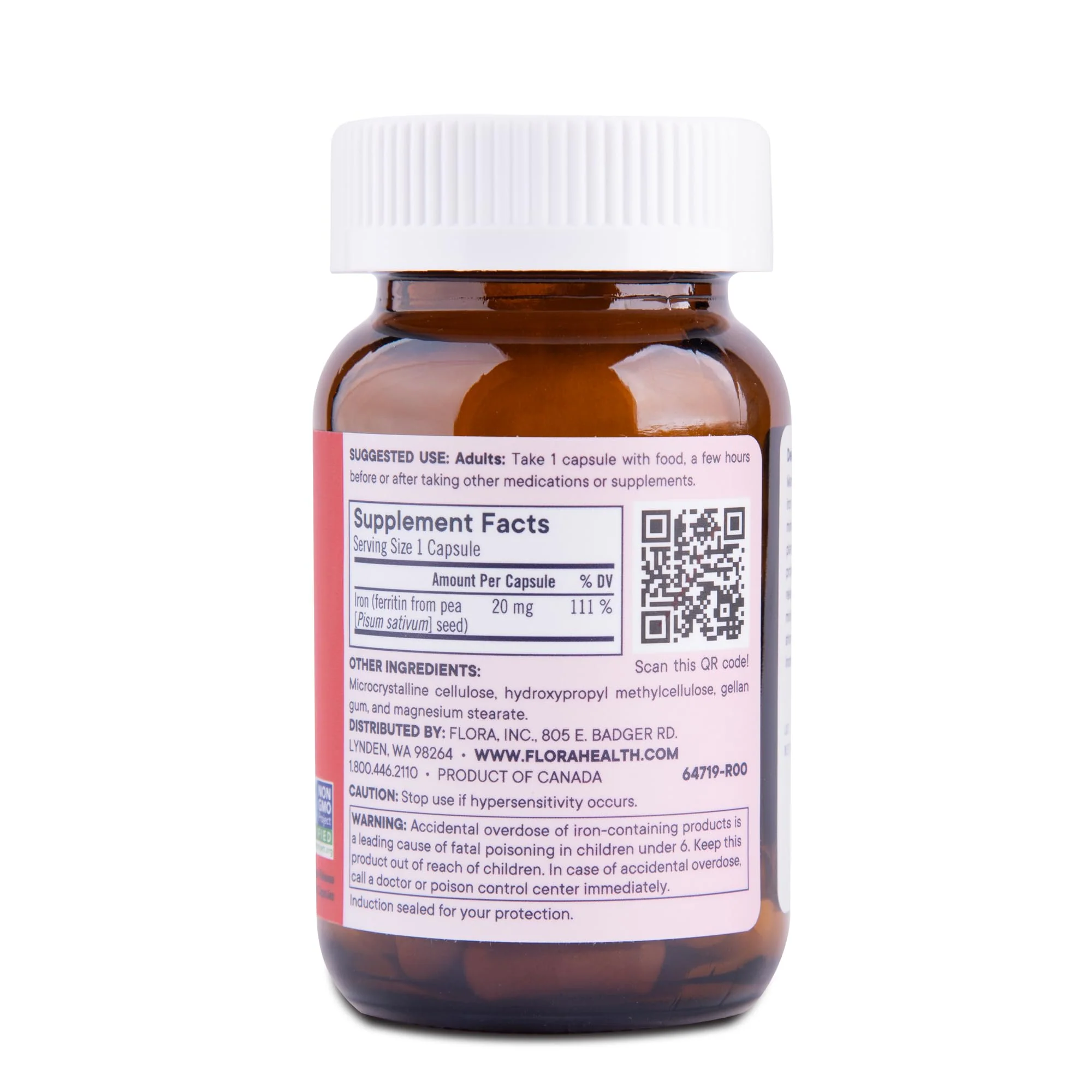Flora Ferritin+ Delayed-Release Iron Supplement - Plant-Based Iron Supplement - Blood Cell & Energy Support - Vegan & Gluten-Free - Amber Glass Bottle - 60 Vegan Capsules - Image 7