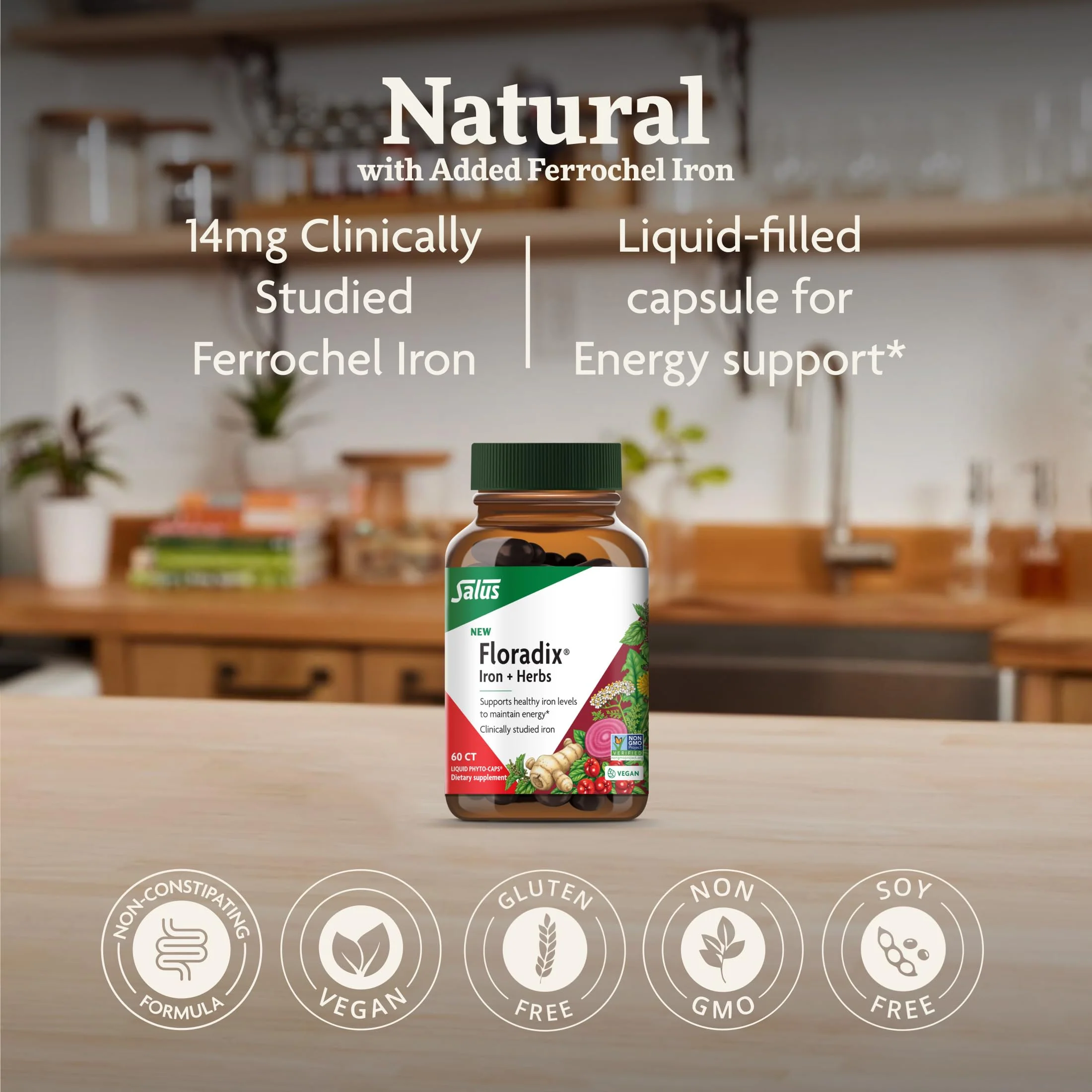 Floradix Iron + Herbs - Iron Supplement for Healthy Energy Support* - Supports Red Blood Cell Formation - Vegan, Non-GMO, Gluten-Free, Soy-Free - 60 Liquid Phyto-Caps - Image 8