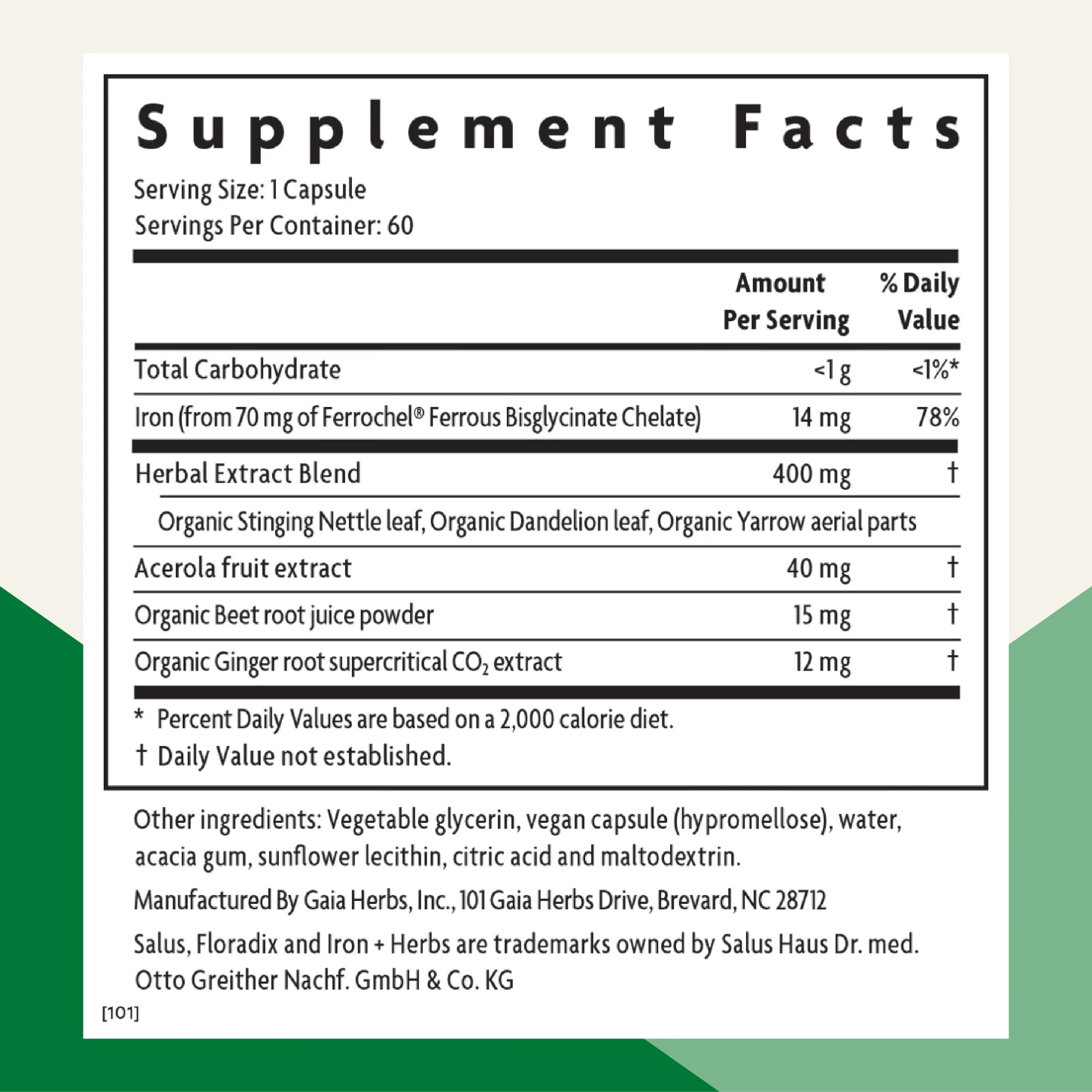 Floradix Iron + Herbs - Iron Supplement for Healthy Energy Support* - Supports Red Blood Cell Formation - Vegan, Non-GMO, Gluten-Free, Soy-Free - 60 Liquid Phyto-Caps - Image 9