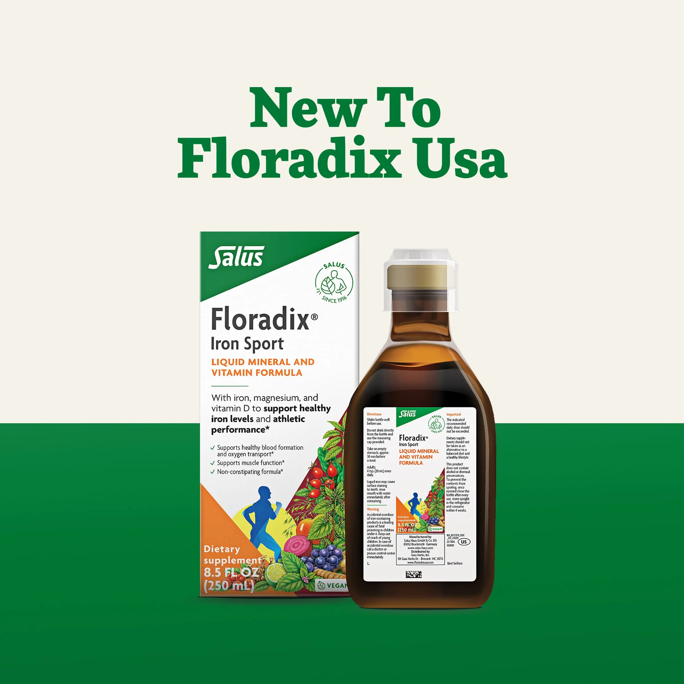 Floradix Iron Sport Liquid Mineral & Vitamin Formula - Daily Nutrition & Energy Support* - Sports Nutrition with Iron, B Vitamins & More - Vegan & Non-GMO - 8.5 fl oz - Image 2