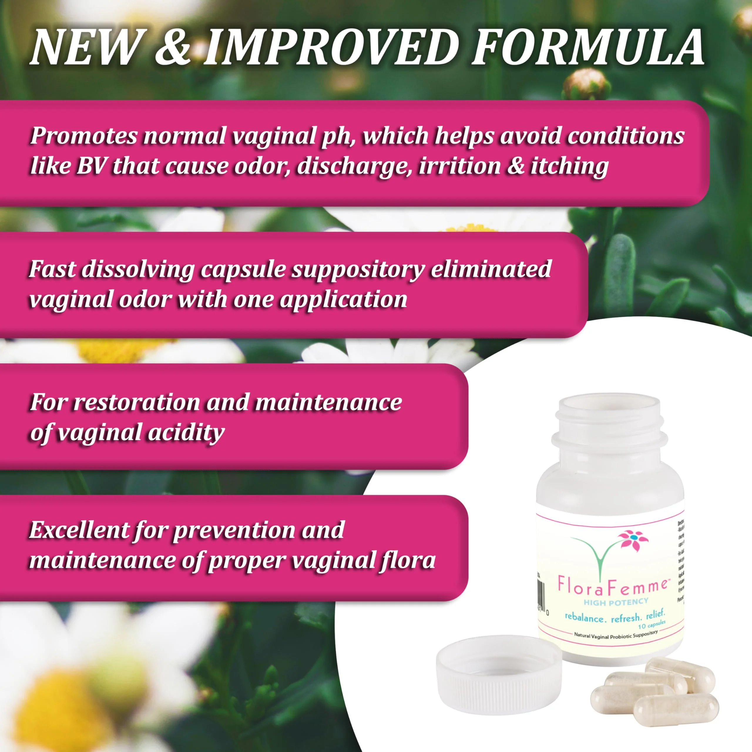 FLORAFEMME - pH Vaginal Probiotics Suppository - Supports pH Balance of Yeast & Bacteria for Feminine Freshness. Supports Restoration of Healthy Vaginal Flora & Vaginal Odor Management - Image 9