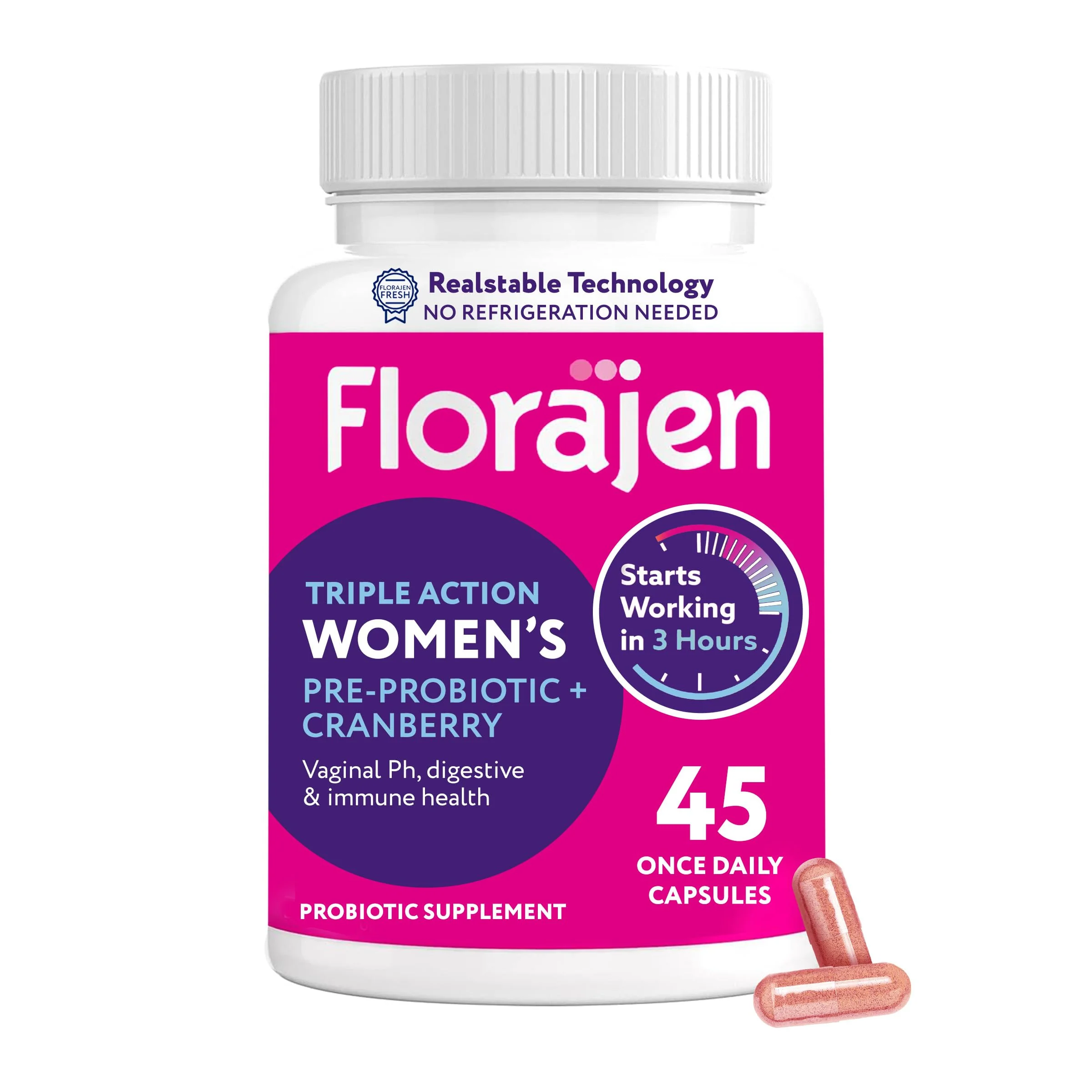Florajen Women's Probiotic - Prebiotic & Cranberry Supplement for Vaginal Health, Immune Support, & Digestive Wellness - 30-Count - Image 2