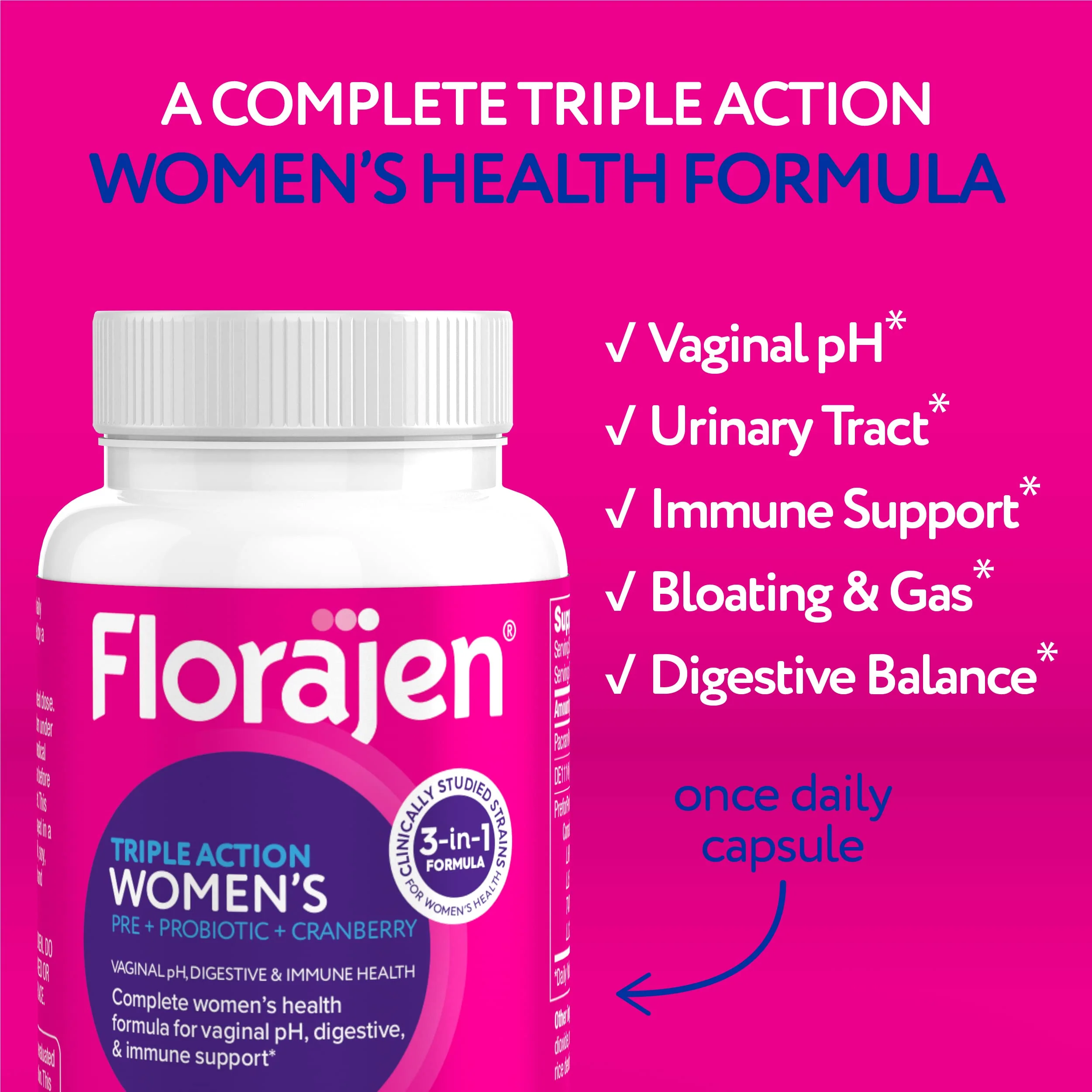 Florajen Women's Probiotic - Prebiotic & Cranberry Supplement for Vaginal Health, Immune Support, & Digestive Wellness - 30-Count - Image 4