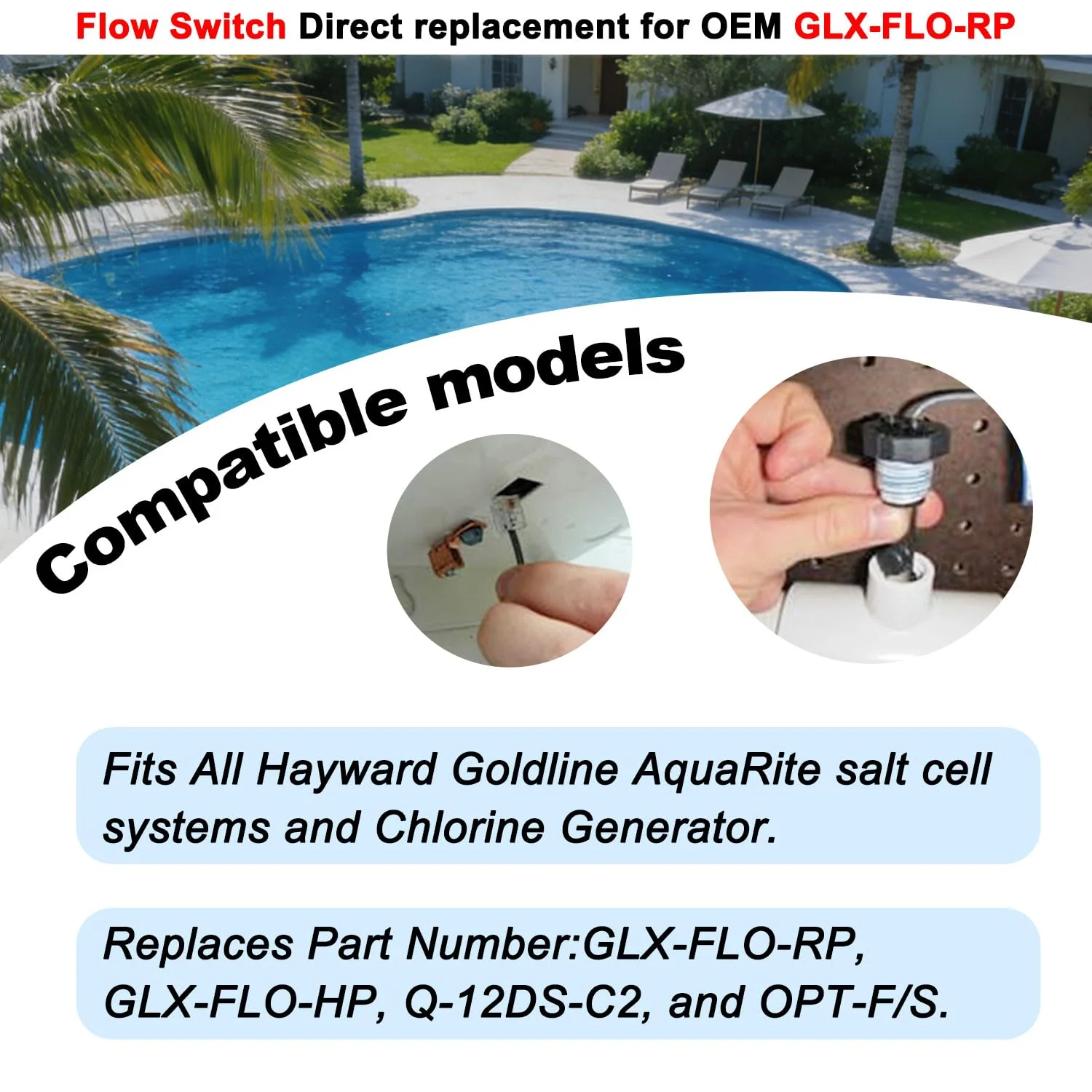 Flow Switch GLX-FLO-RP Replacement for Hayward, Flow Sensor for Salt Cell, for Hayward Goldline Aquarite Salt System and Chlorine Generator - Image 8