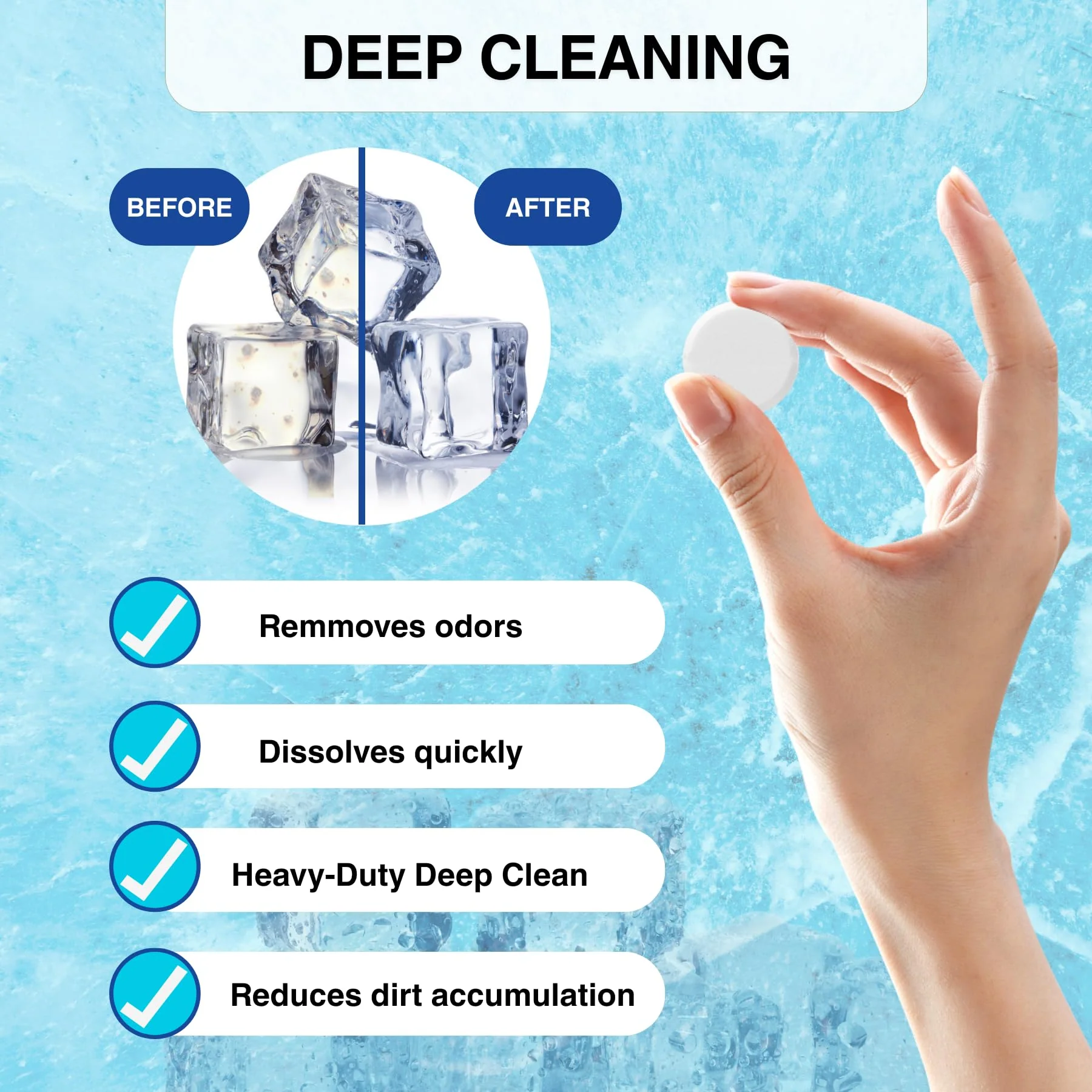 flowcheer Ice Maker Cleaner Tablets, Cleaning and Descaler for Countertop and Home Ice Machines, 24 Count for 1 Year, Suitable for Most Surfaces - Image 5
