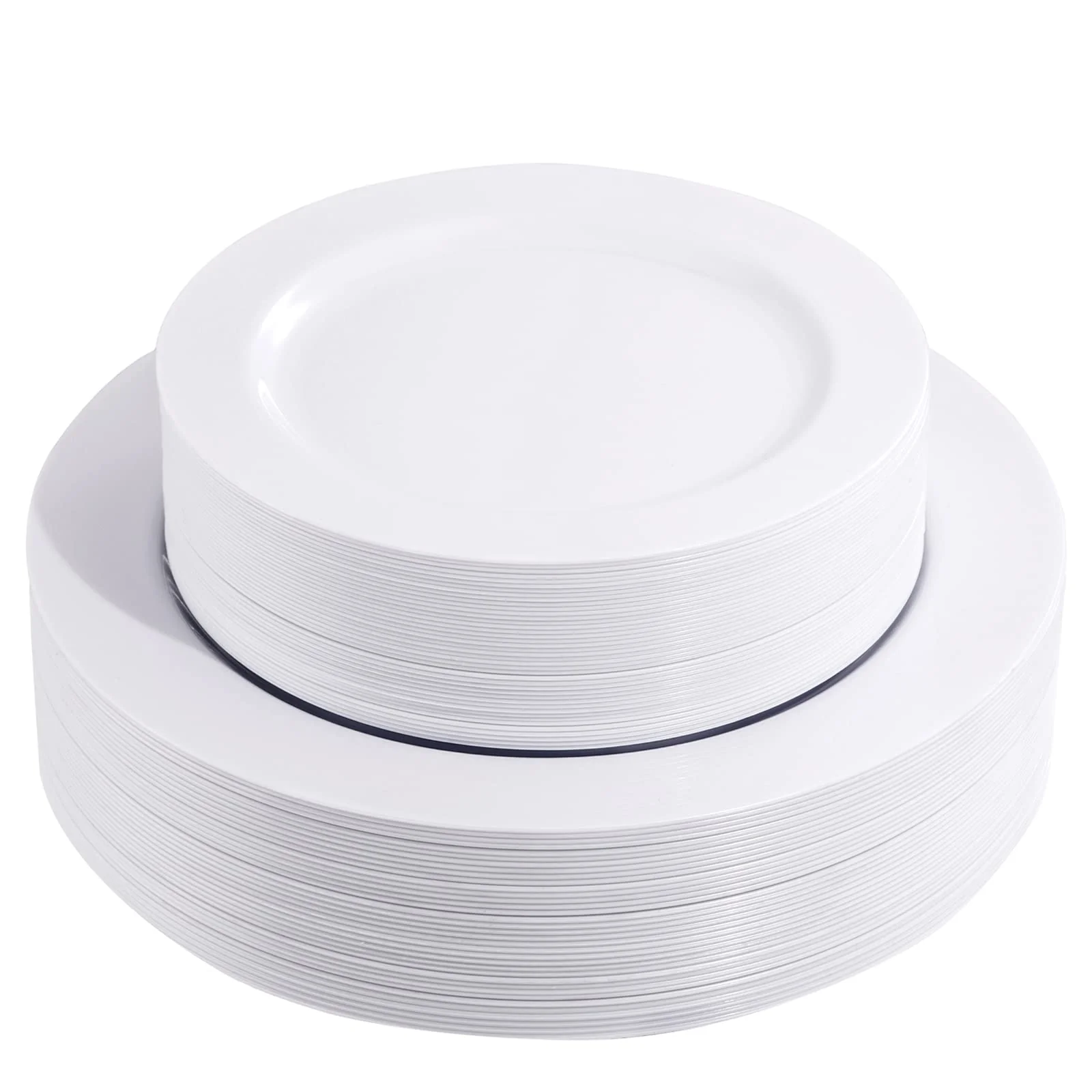 FLOWERCAT 60PCS White Plastic Plates - Heavy Duty White Disposable Plates for Mother's Day/Birthday Party/Wedding -serve for 30 guests Include 30PCS 10.25" & 30PCS 7.5" Plates for Party - Image 2