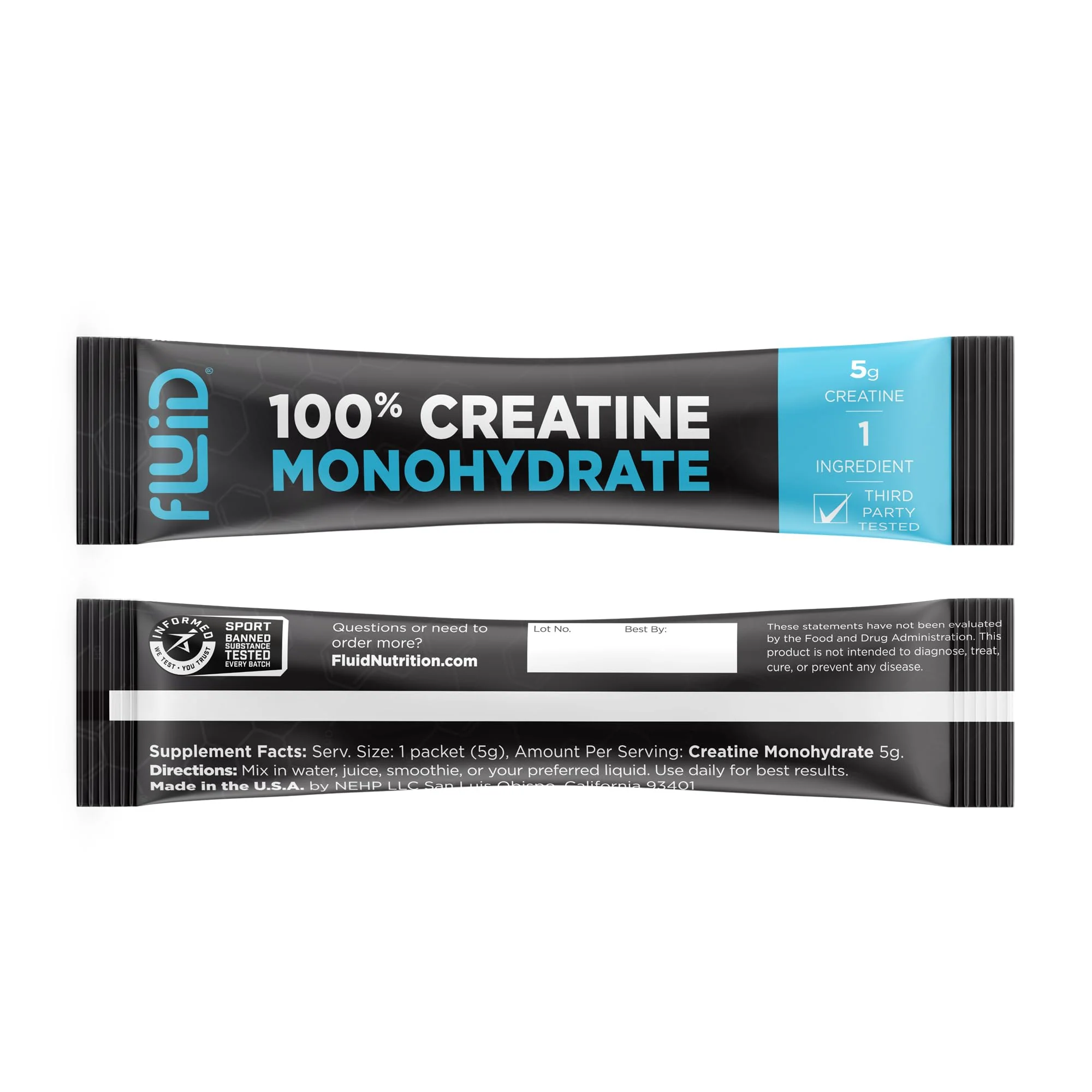 Fluid Creatine - Informed Sport Certified | Ultra-Fine Micronized 100% Creatine Monohydrate Powder | Unflavored | 5g Travel Stick Packs | 30 Servings - Image 6