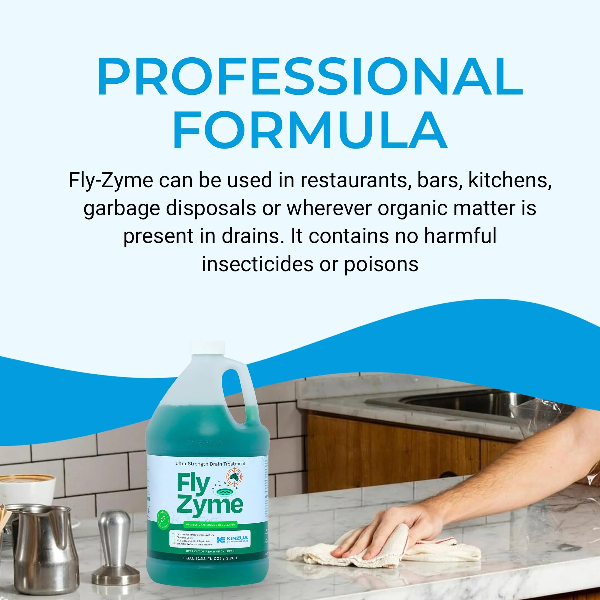 Fly-Zyme, Highly Concentrated Enzyme Drain Cleaner for Pipes, Drain Gel for Fruit Flies, Organic Waste Degrader & Odor Neutralizer, 1 Gallon - Image 3