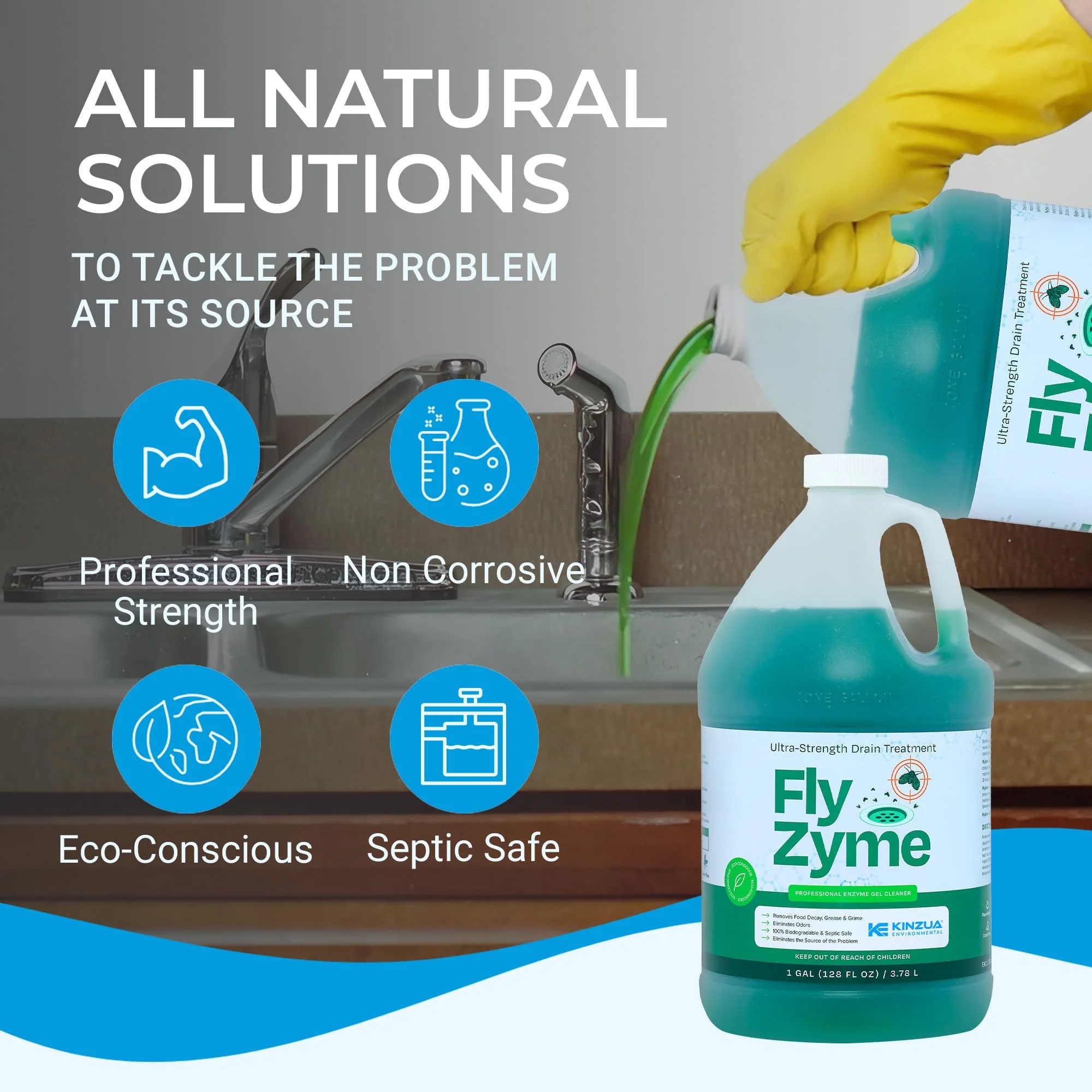 Fly-Zyme, Highly Concentrated Enzyme Drain Cleaner for Pipes, Drain Gel for Fruit Flies, Organic Waste Degrader & Odor Neutralizer, 1 Gallon - Image 5